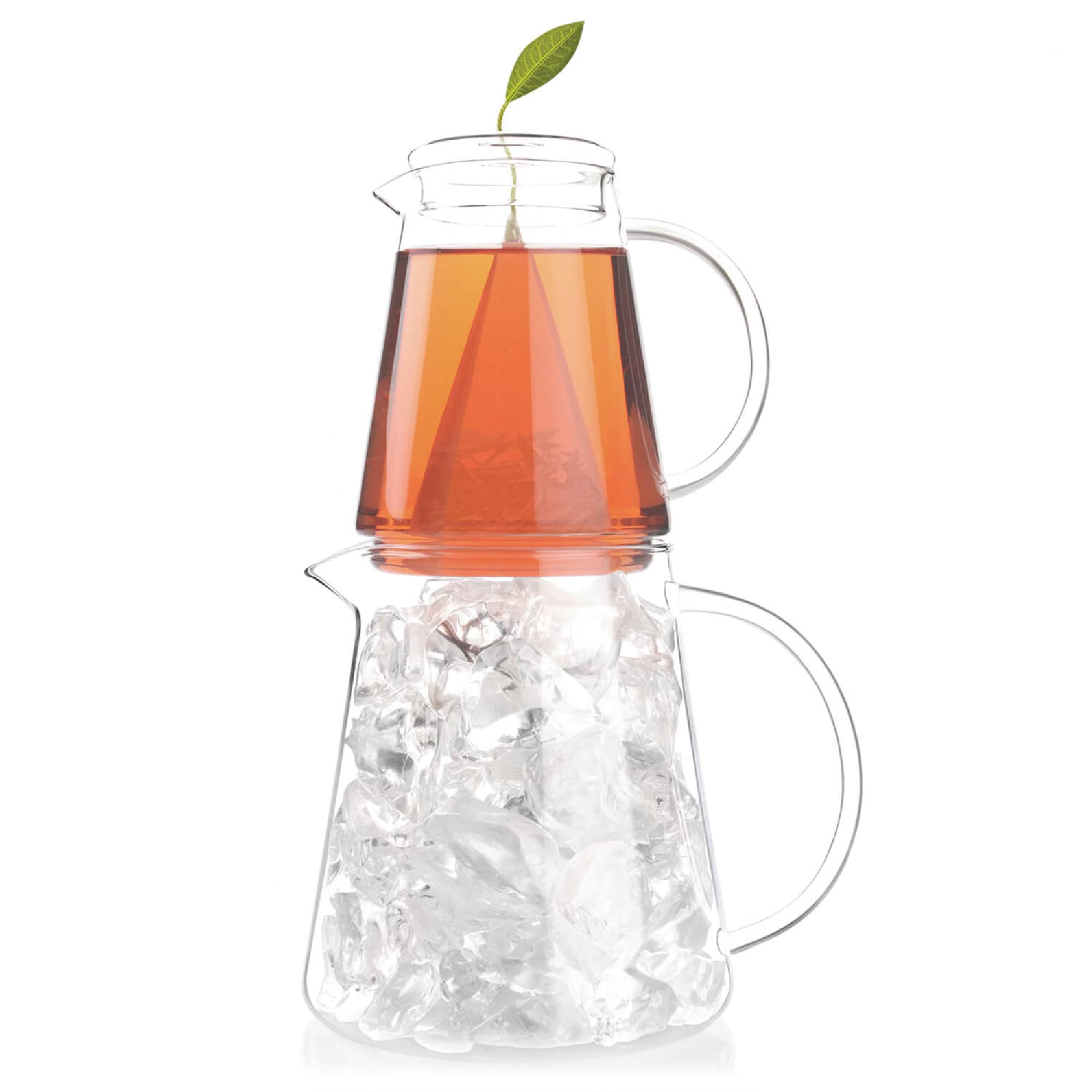 Tea Forte Tea Over Ice Steeping Pitcher Set - 12oz & 24oz Glass Pitchers for Perfect Iced Tea | Dishwasher Safe | Great for Summer Parties, BBQs & Outdoor Gatherings