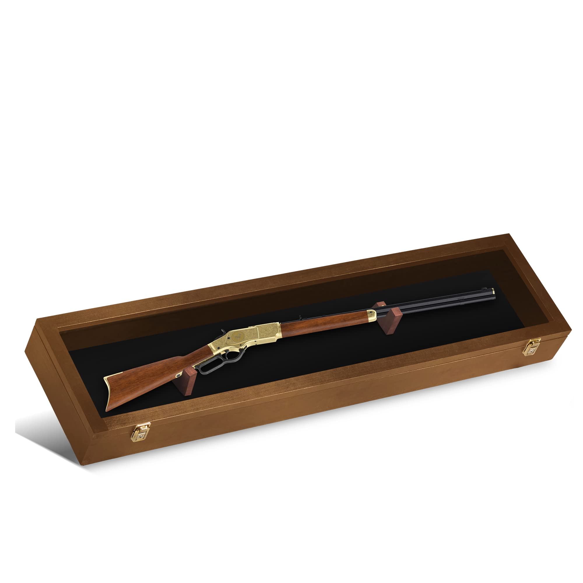 Lockable Gun Display Case for Rifles & Shotguns - Acrylic Door Wall Mount Cabinet with Sword Holder - Secure Firearm Storage for Home, Office & Hunting Lodge