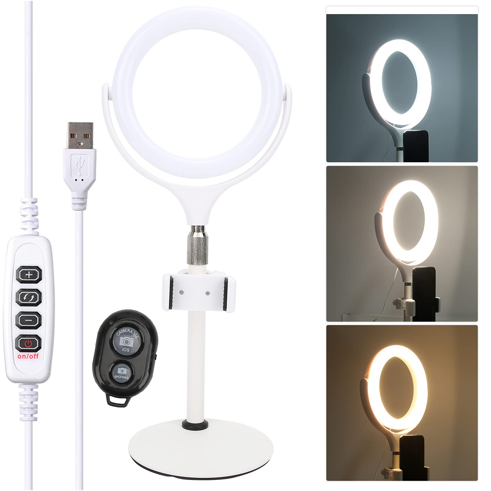 8-Inch Ring Light for Live Streaming, Selfie, Video Calls - Fill Light with Adjustable Brightness for Night Photography, YouTube, TikTok & Zoom Meetings