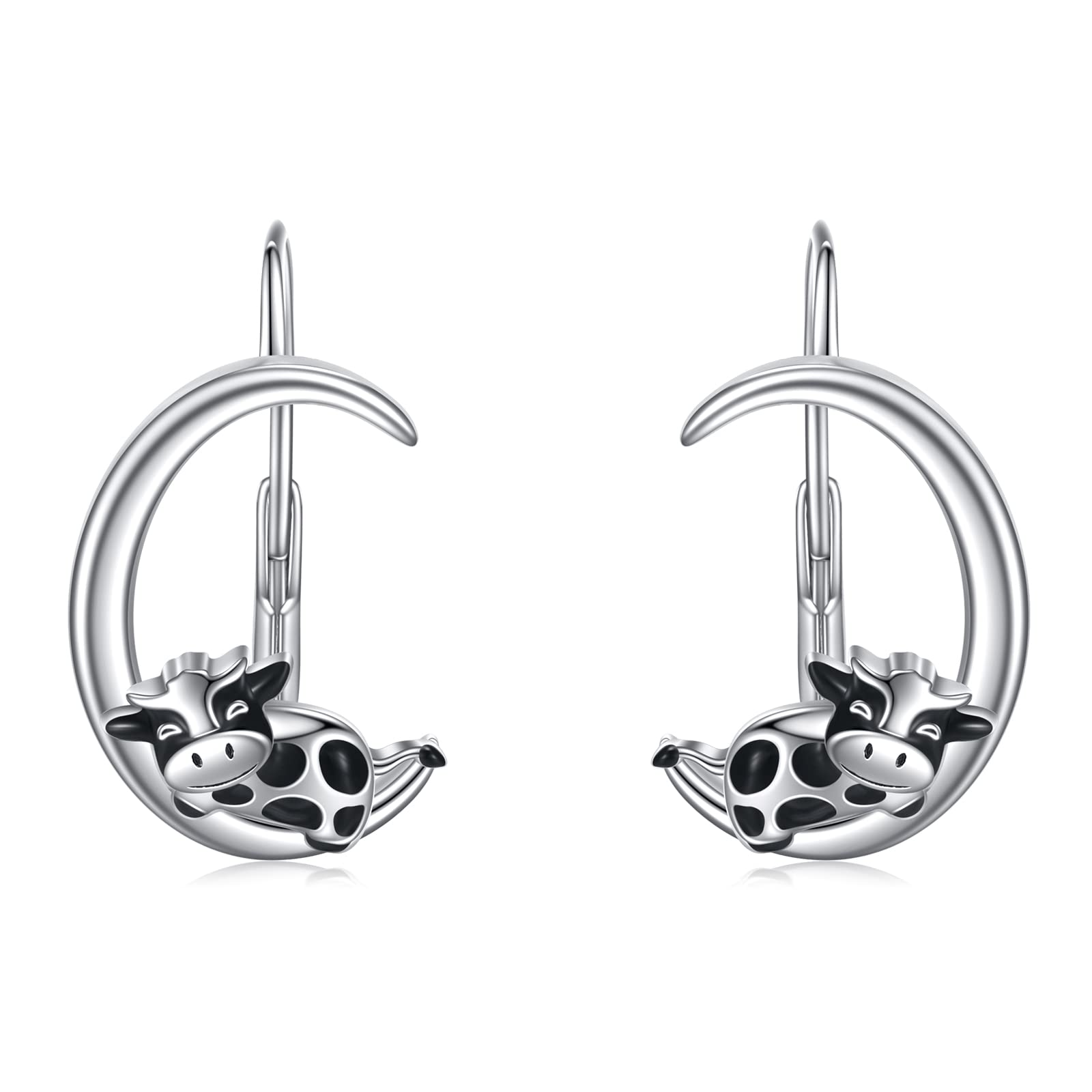 WINNICACA Sterling Silver Moon Animals Leverback Dangle Drop Hoop Earrings for Women - Perfect for Birthday, Anniversary & Christmas Gifts | Elegant Everyday Wear & Special Occasion Jewelry
