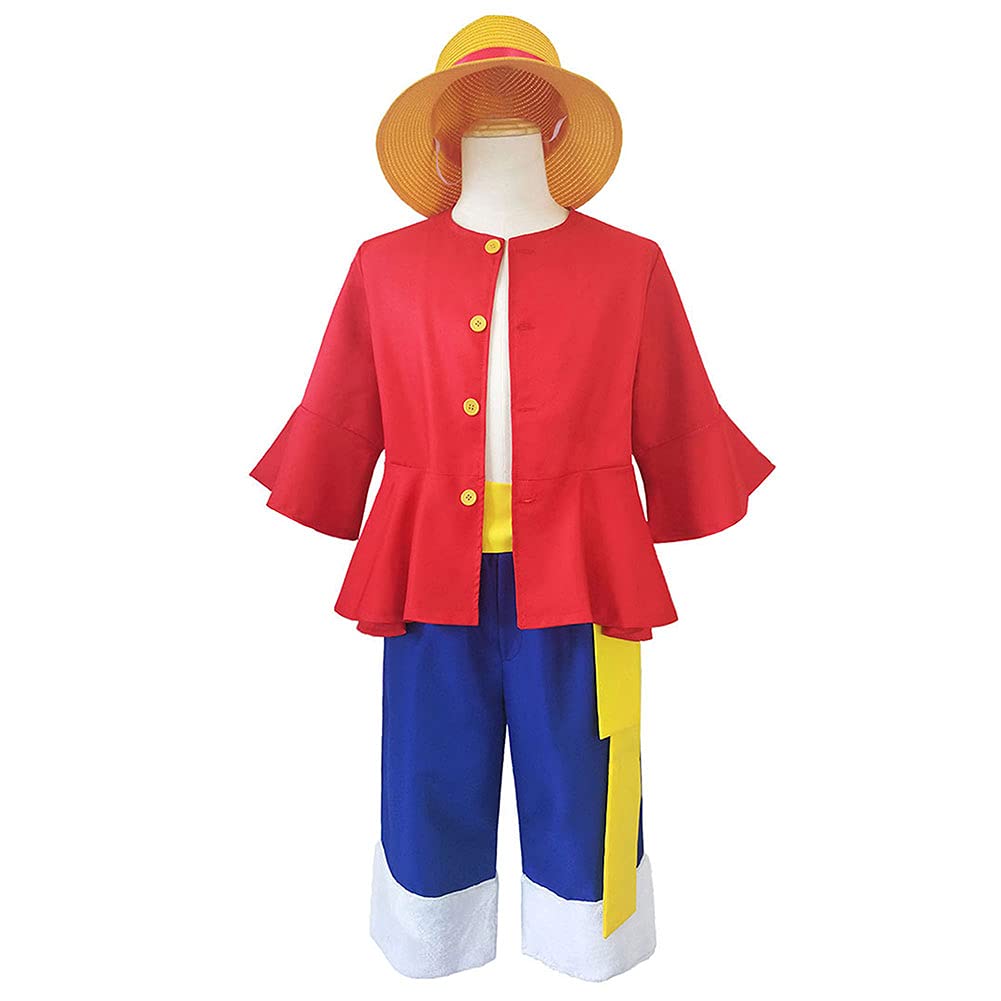 Monkey D. Luffy Anime Cosplay Costume Set with Shorts - One Piece Halloween Outfit for Anime Conventions, Cosplay Events & Halloween Parties