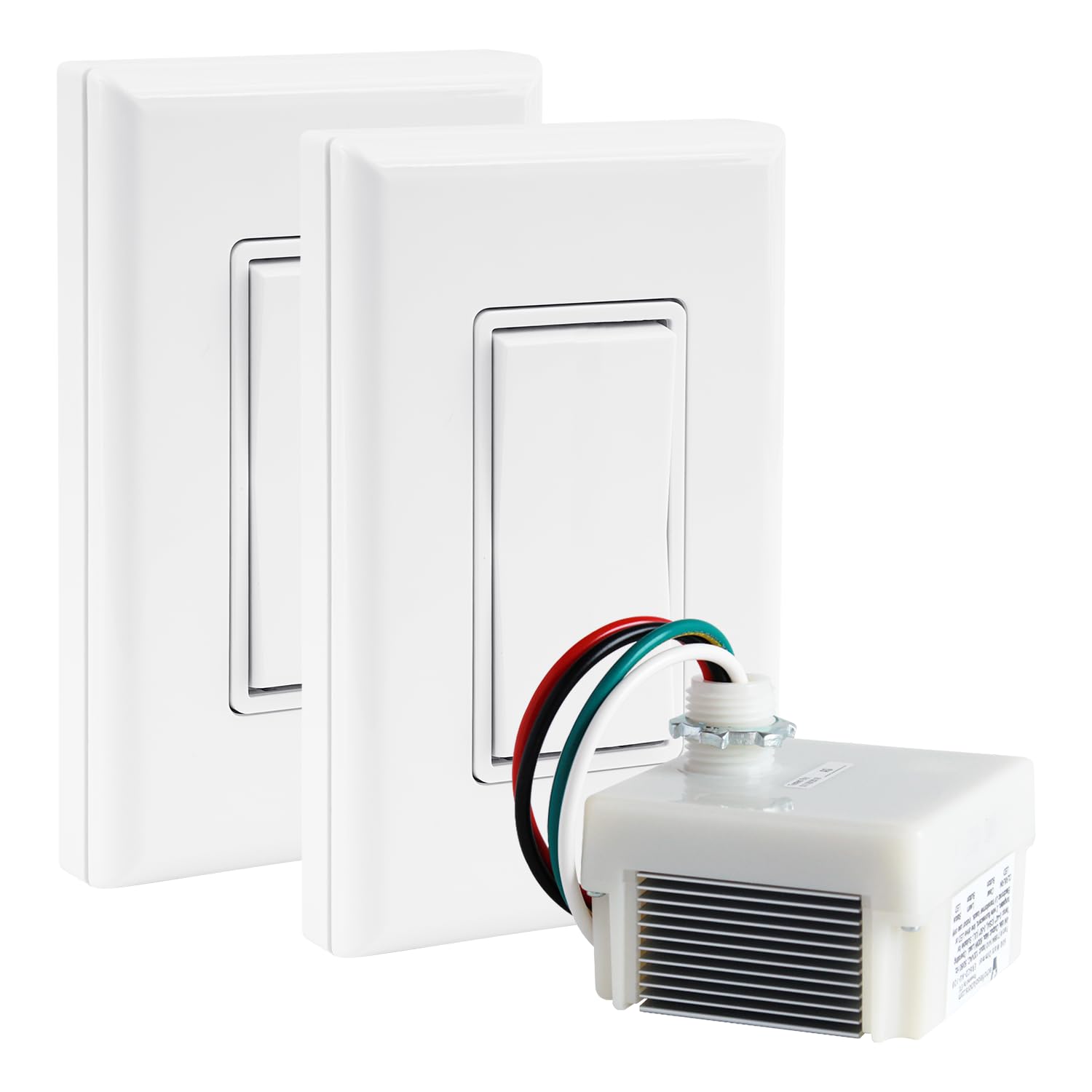 RunLessWire Wireless Light Switch Kit - Self-Powered Dimmer, No Wiring, Batteries or WiFi Needed - DIY Remote Control 3-Way Dimmer Kit (1 Receiver, 2 Switches) - White - Perfect for Bedrooms, Living Rooms & Smart Home Lighting