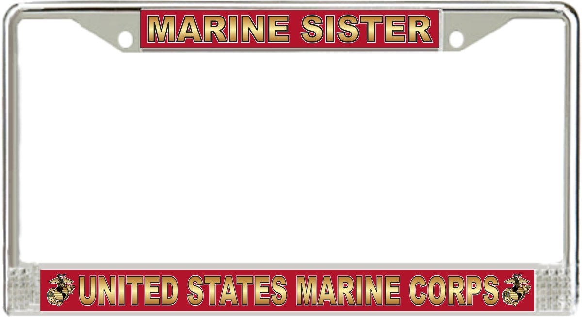 MilitaryBest Marine Sister USMC License Plate Frame - Durable & Stylish Car Accessory for US Marine Corps Supporters - Perfect for Cars, Trucks & SUVs
