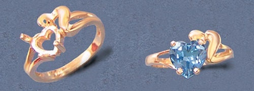 8mm Solid Sterling Silver or 14kt Gold Fancy Double Heart Pre-Notched Blank Ring Size 7 - Perfect for Engagement, Wedding Bands & Jewelry Making Supplies