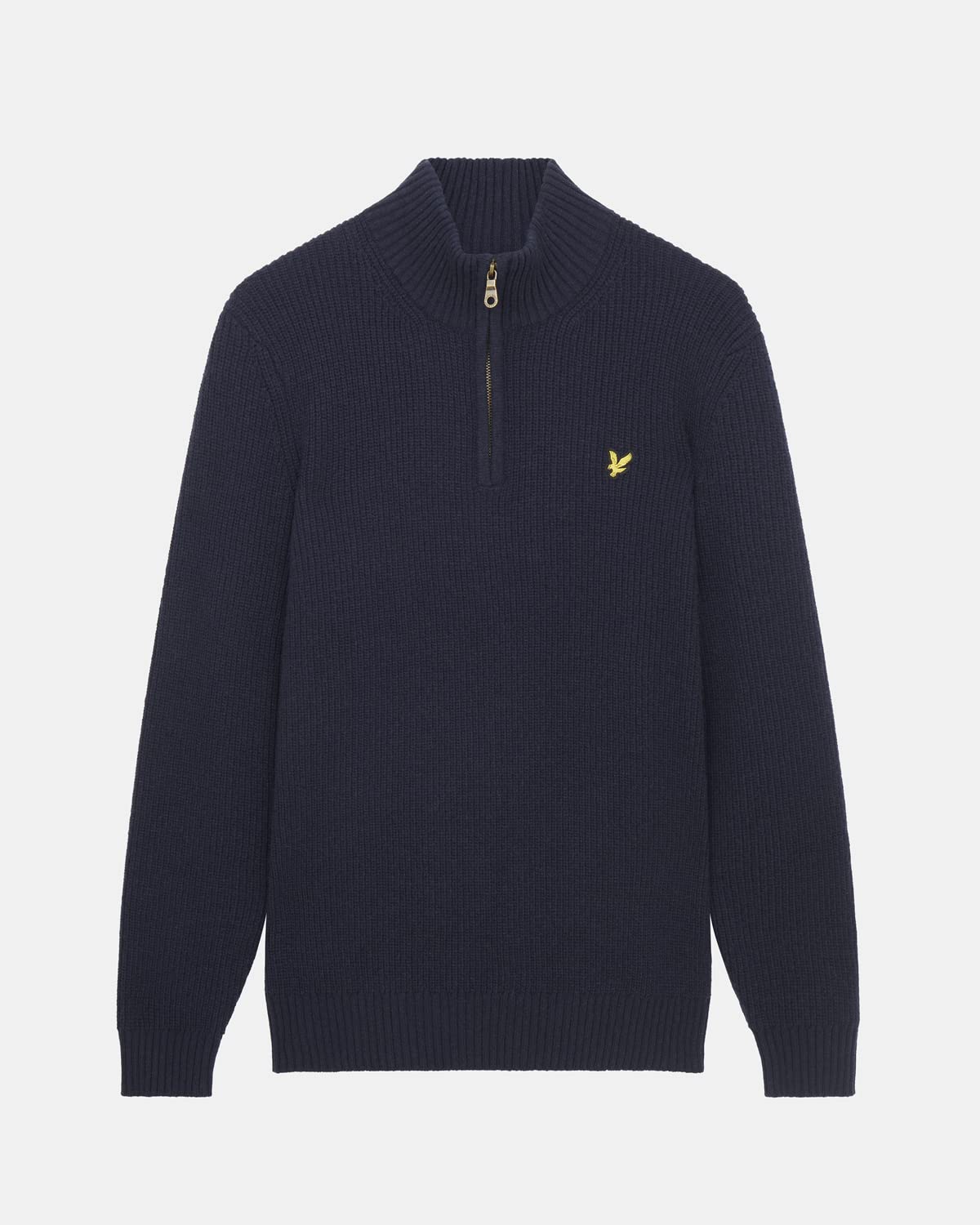 Lyle & Scott Men's Ribbed Quarter Zip Sweater - Charcoal Marl | Casual & Workwear Pullover for Fall & Winter