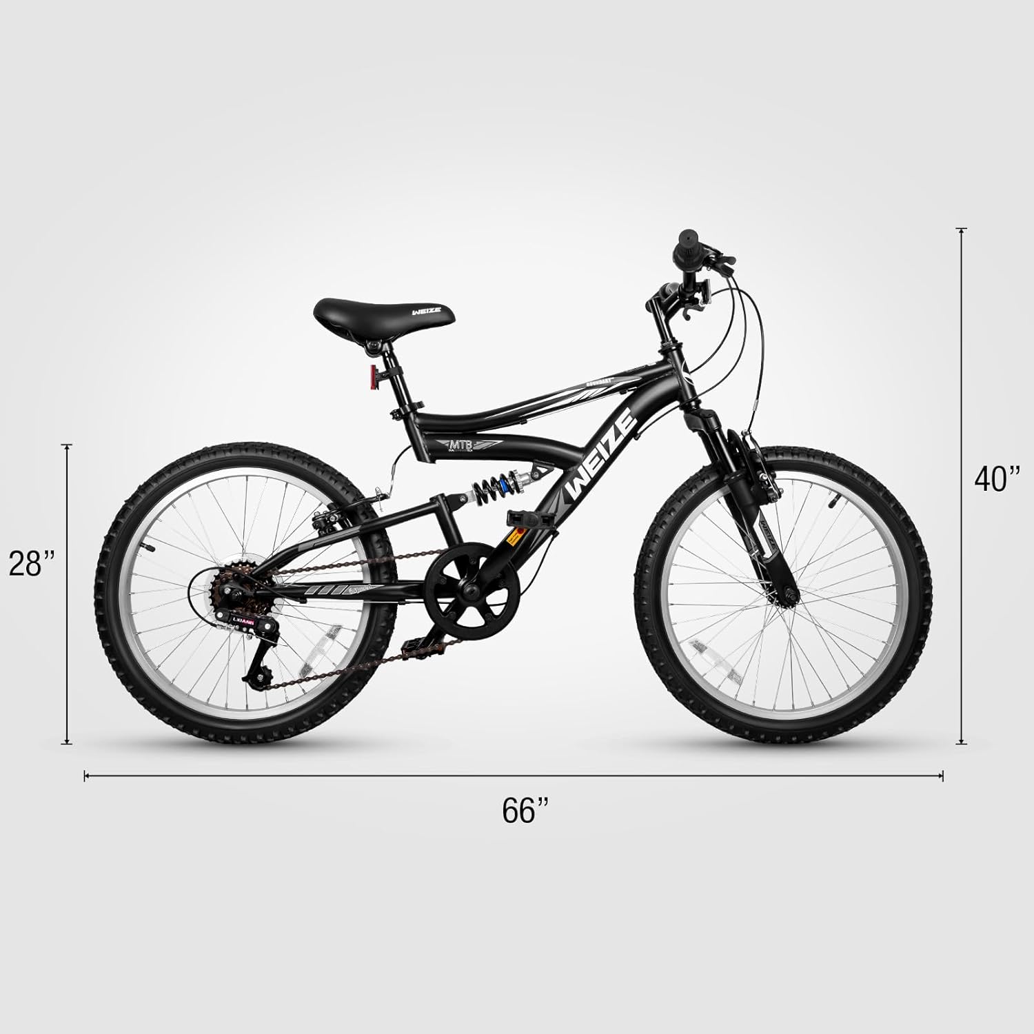 WEIZE 20 Inch Kids Mountain Bike for Boys & Girls Ages 6-13 - Dual Full Suspension, 6-Speed Drivetrain, High Carbon Steel Frame - Perfect for Trail Riding, Neighborhood Adventures & Outdoor Exploration