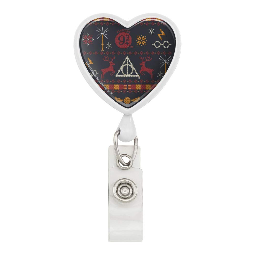 Harry Potter Heart Lanyard with Retractable Reel - Gryffindor Badge ID Card Holder for Work, School & Events - Official Hogwarts Merchandise for Fans