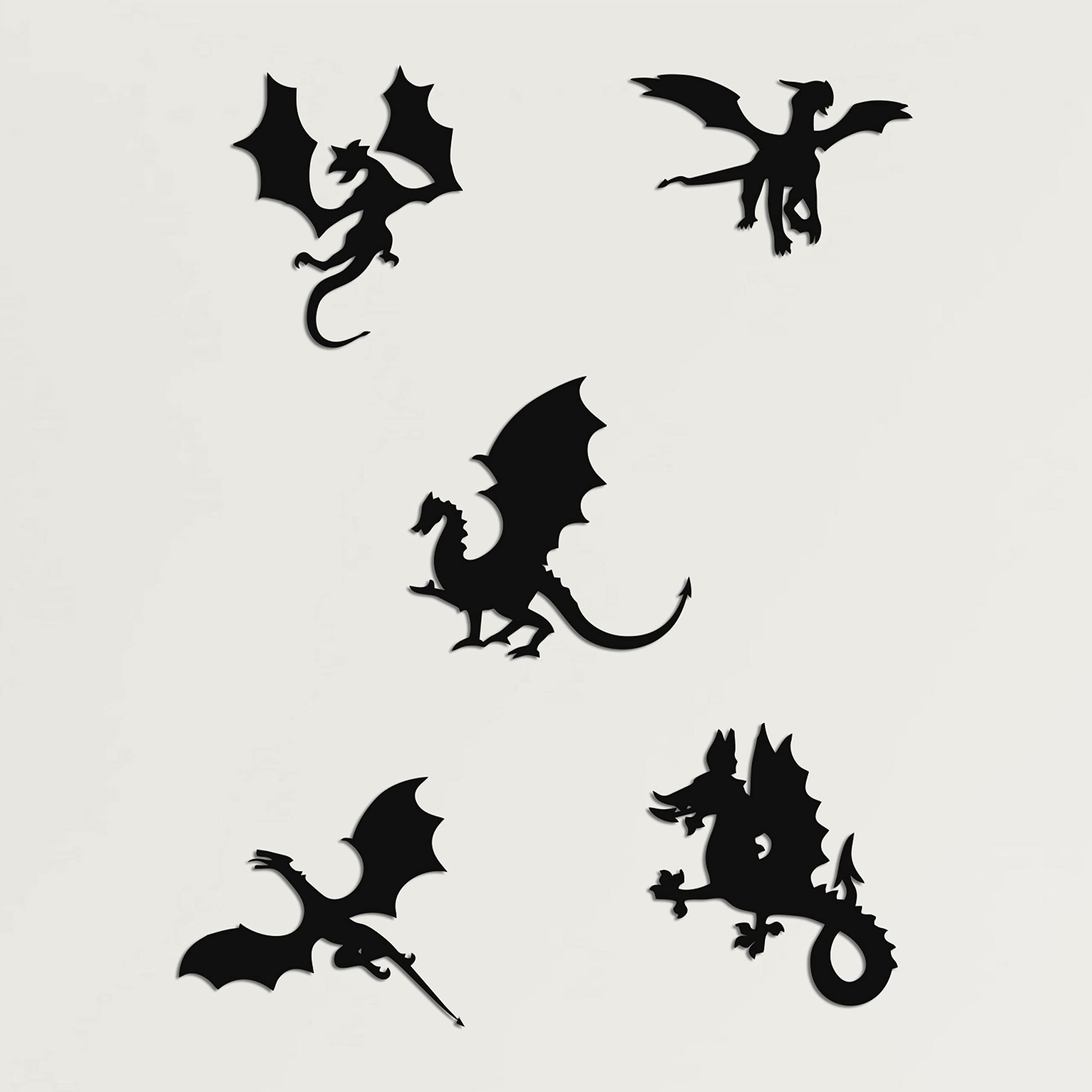 DEKADORN Metal Wall Art - Dragon Wall Decor for Home, Office, Kids Room - Set of 5 Handcrafted Metal Wall Hangings - Perfect for Living Room, Bedroom & Nursery Decor