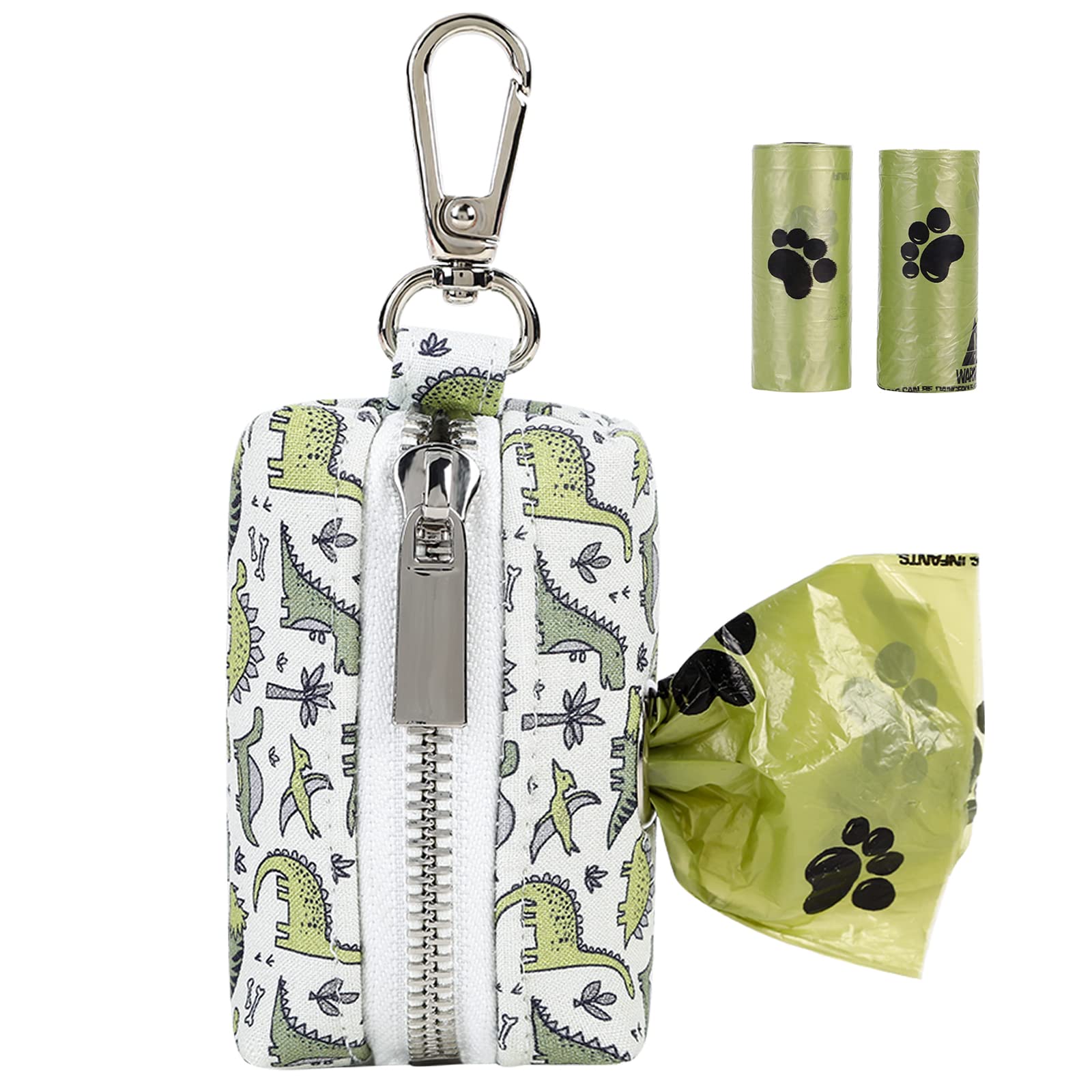 ARING PET Dog Waste Bag Dispenser - Portable Washable Dinosaur Design Poop Bag Holder with Metal Zipper, Attaches to Any Dog Leash | Perfect for Walking, Hiking, Park Visits & Outdoor Adventures with Your Pet