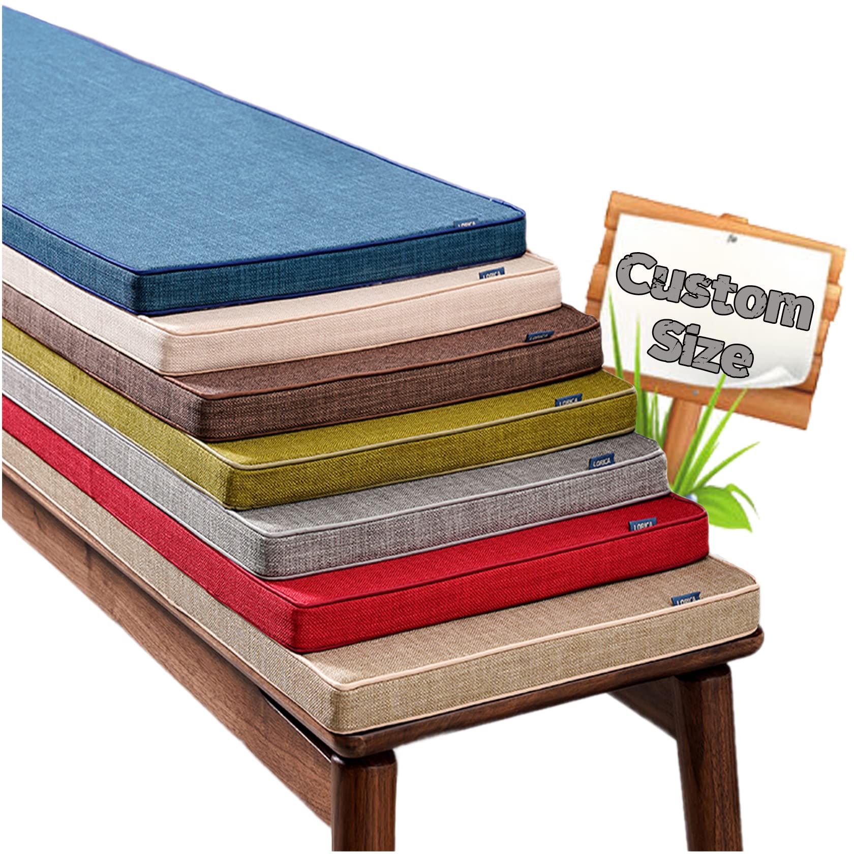 Custom Size Bench Window Seat Cushion - 50D High-Resilience Foam with Removable Washable Cover - Indoor/Outdoor Patio Furniture - Personalized Off-White Home Decor for Bay Window, Reading Nook & Cozy Corner