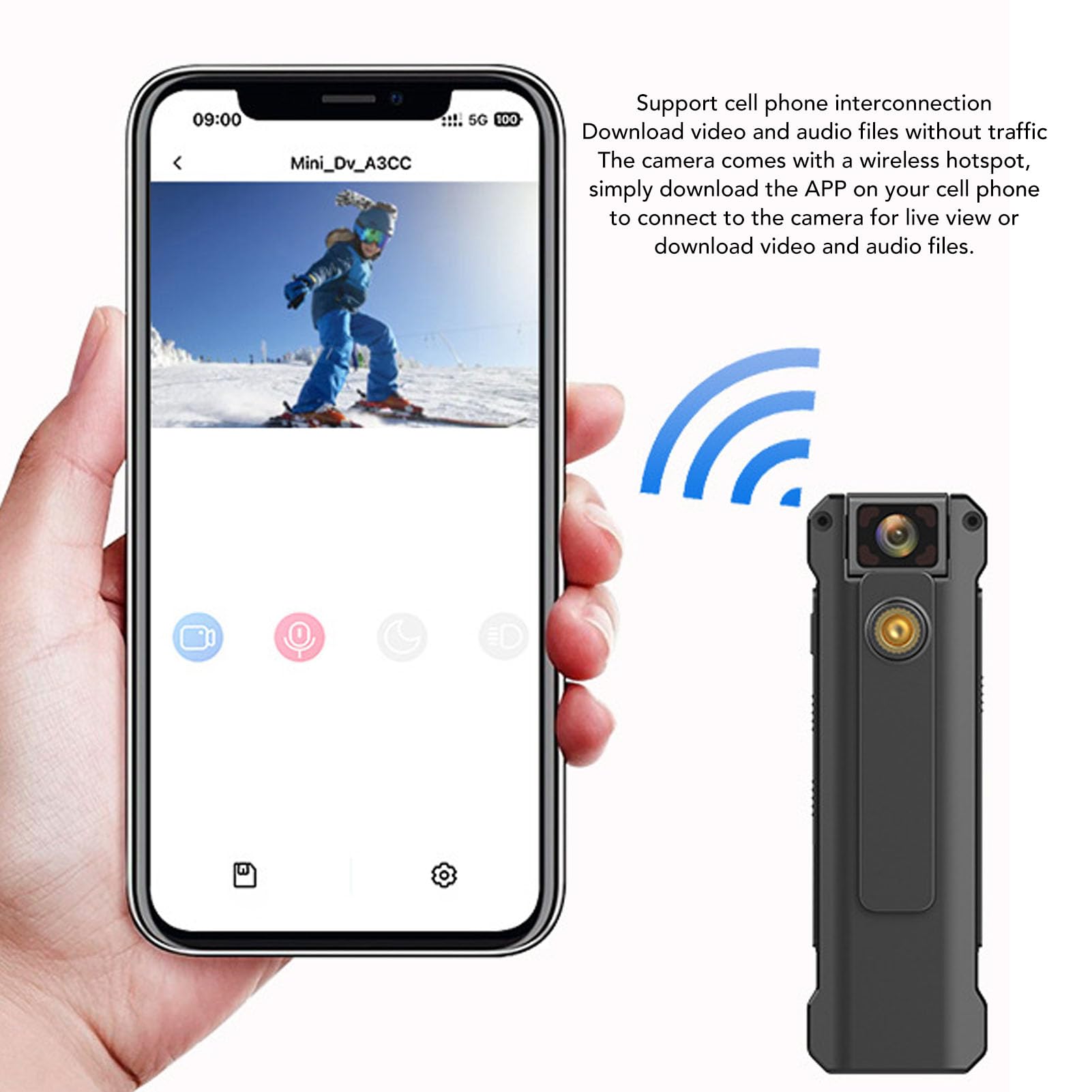 4K Action Camera with 1080P HD & IR Night Vision, Rotatable Lens, Motion Detection, Loop Recording - Portable Sports Camera for Cycling, Skiing, Diving, Vlogging (Includes Mounting Clip)