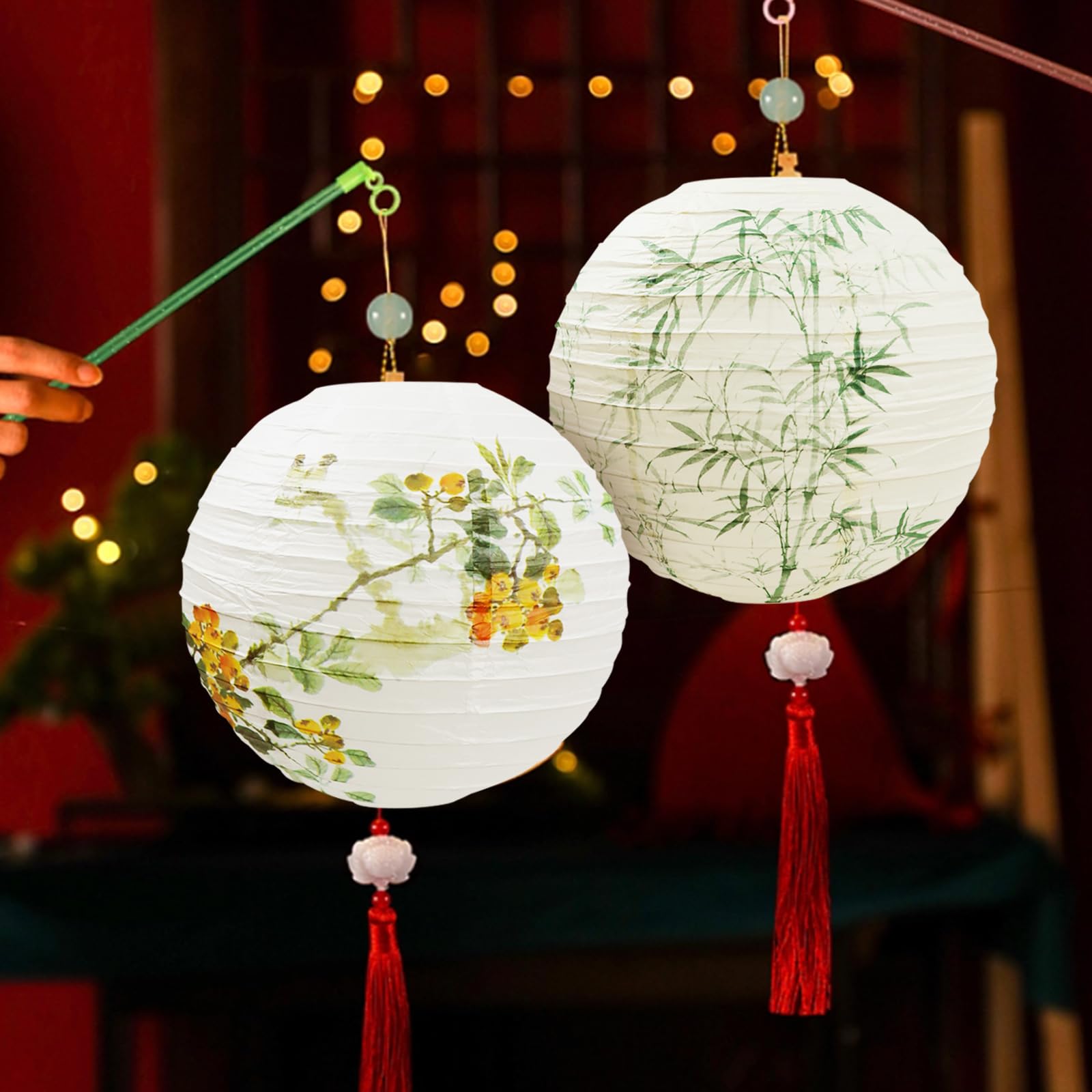 12 Inch White Chinese Paper Lanterns - 6 Pack Hanging Decor for Dragon Boat Festival, Chinese New Year, Weddings & Home Party Decorations