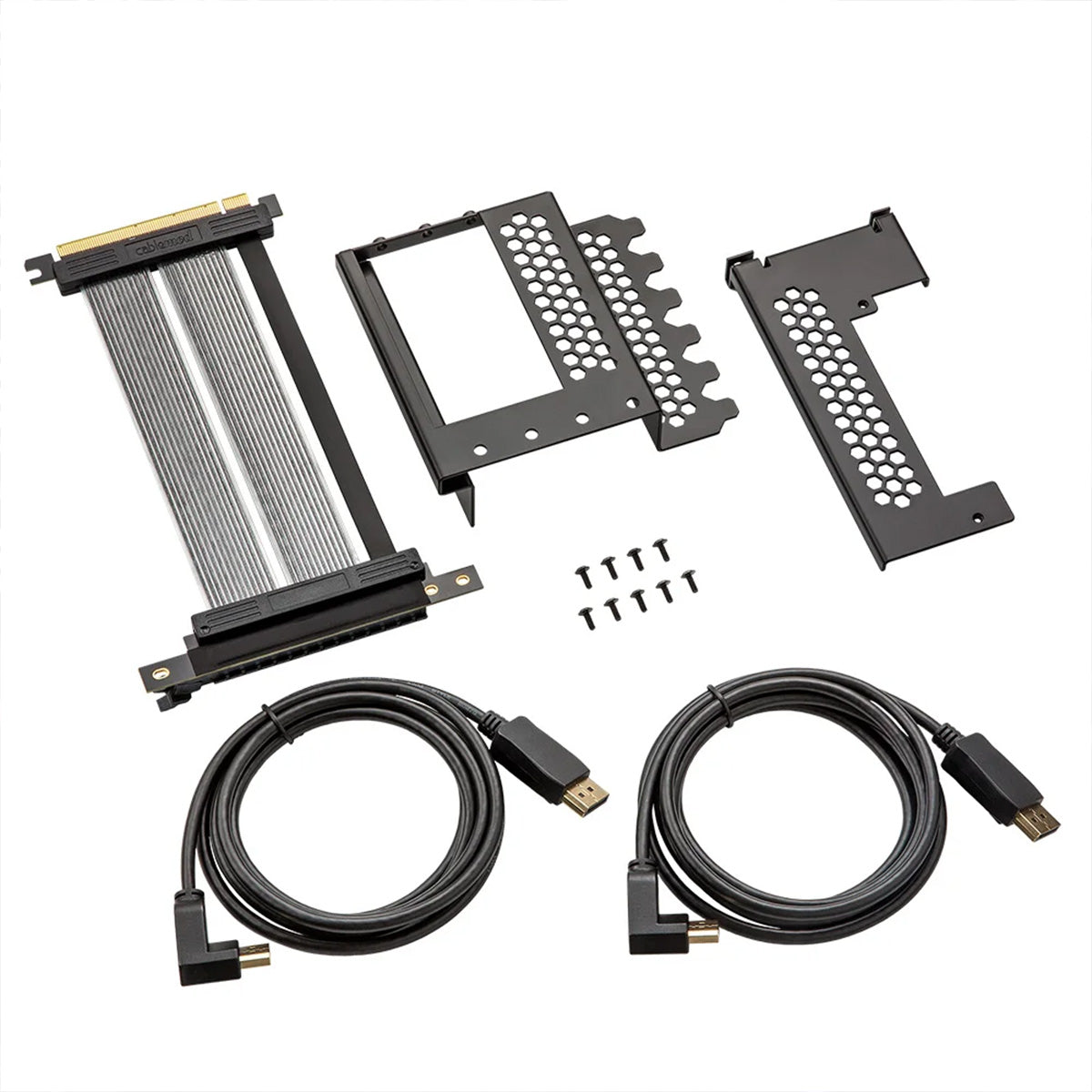 CableMod Vertical PCIe Bracket Triple Slot Edition with PCIe 4.0 Riser Cable - Black HDMI & DisplayPort - Perfect for Gaming PC Builds & Custom GPU Mounting