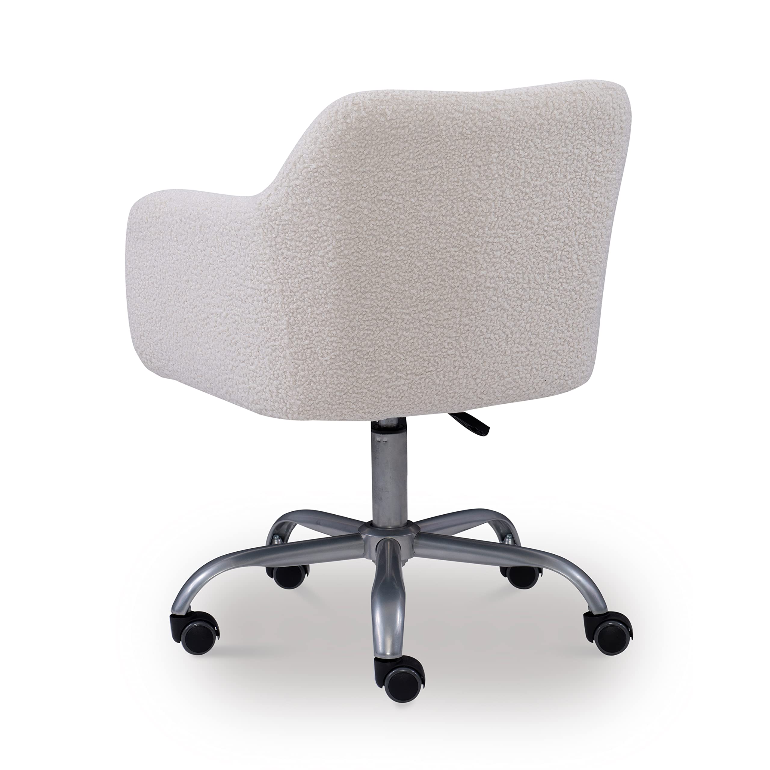 Linon Brooklyn Sherpa Office Chair - Ivory Plush Comfort Ergonomic Desk Chair for Home & Office Workspace - Perfect for Remote Work, Gaming, and Study Sessions