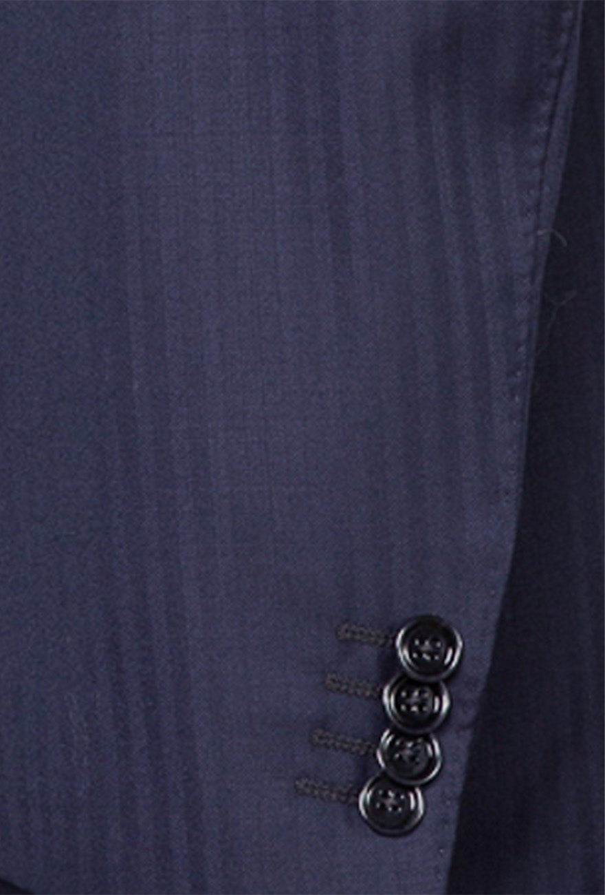 Henry Sartorial Herringbone Wool Suit for Men - Navy Blue Slim Fit Business Suit - Perfect for Weddings, Office & Formal Events