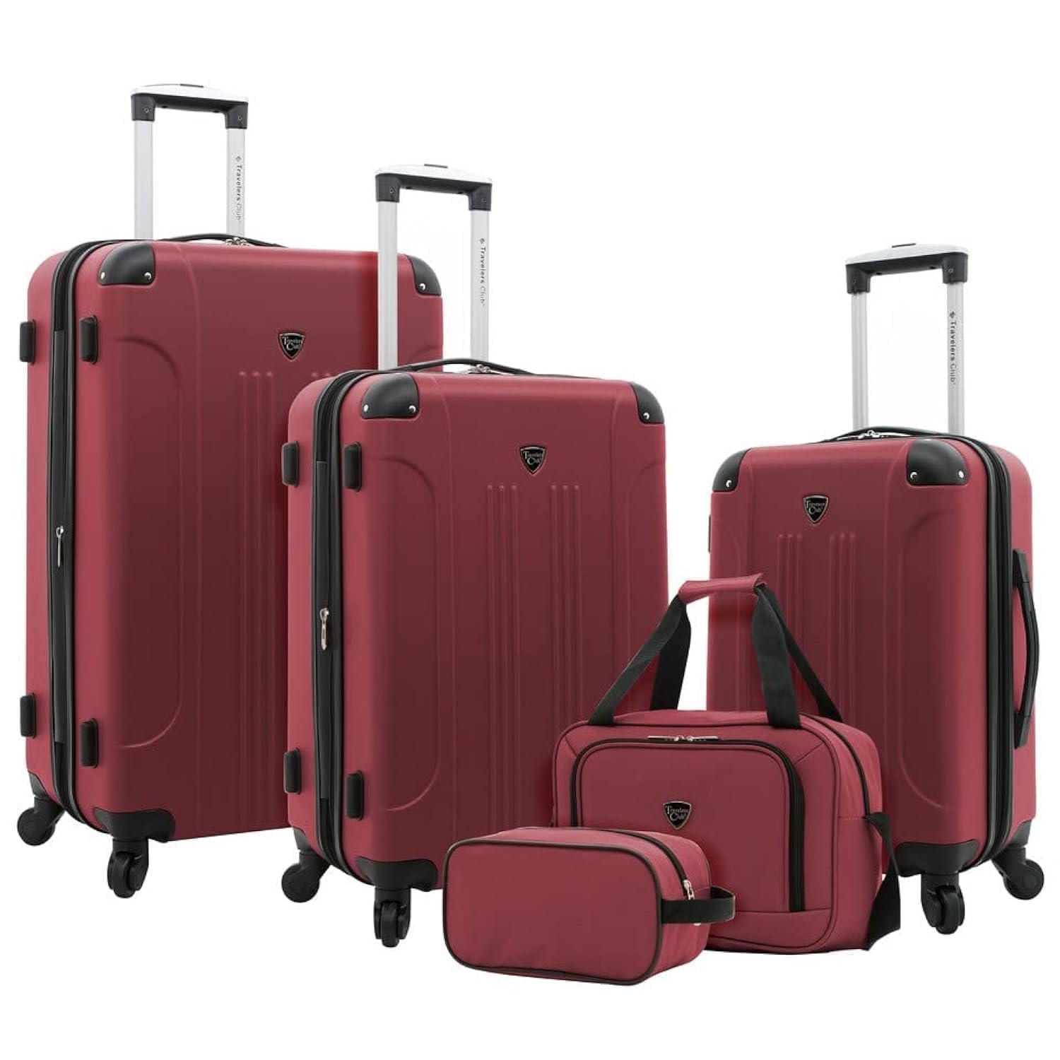 Travelers Club Chicago Expandable Hardside Spinner Luggage Set - 5-Piece Apple Butter Color | Perfect for Business Trips, Family Vacations & Air Travel