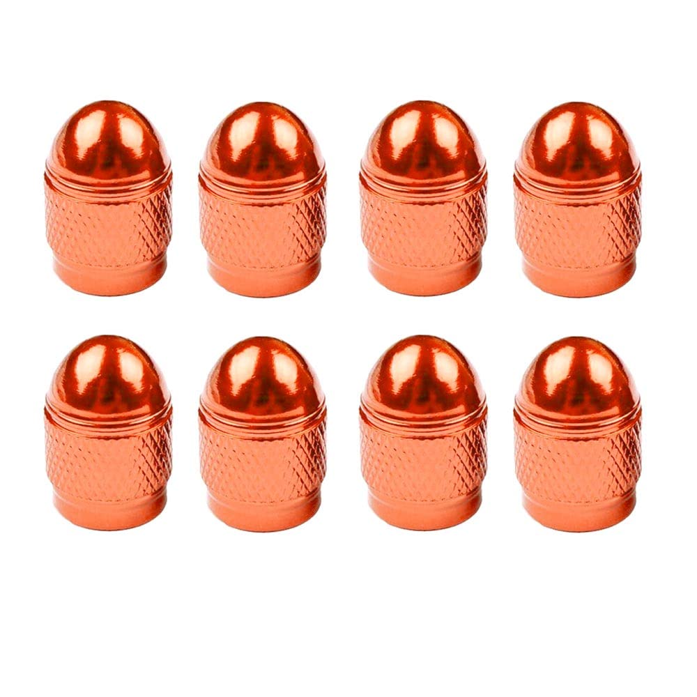 8 Pcs Aluminum Tire Stem Valve Air Caps - Orange Car, Bicycle & Motorcycle Wheel Valve Covers for Enhanced Protection & Style - Perfect for Road Trips, Commuting & Off-Road Adventures