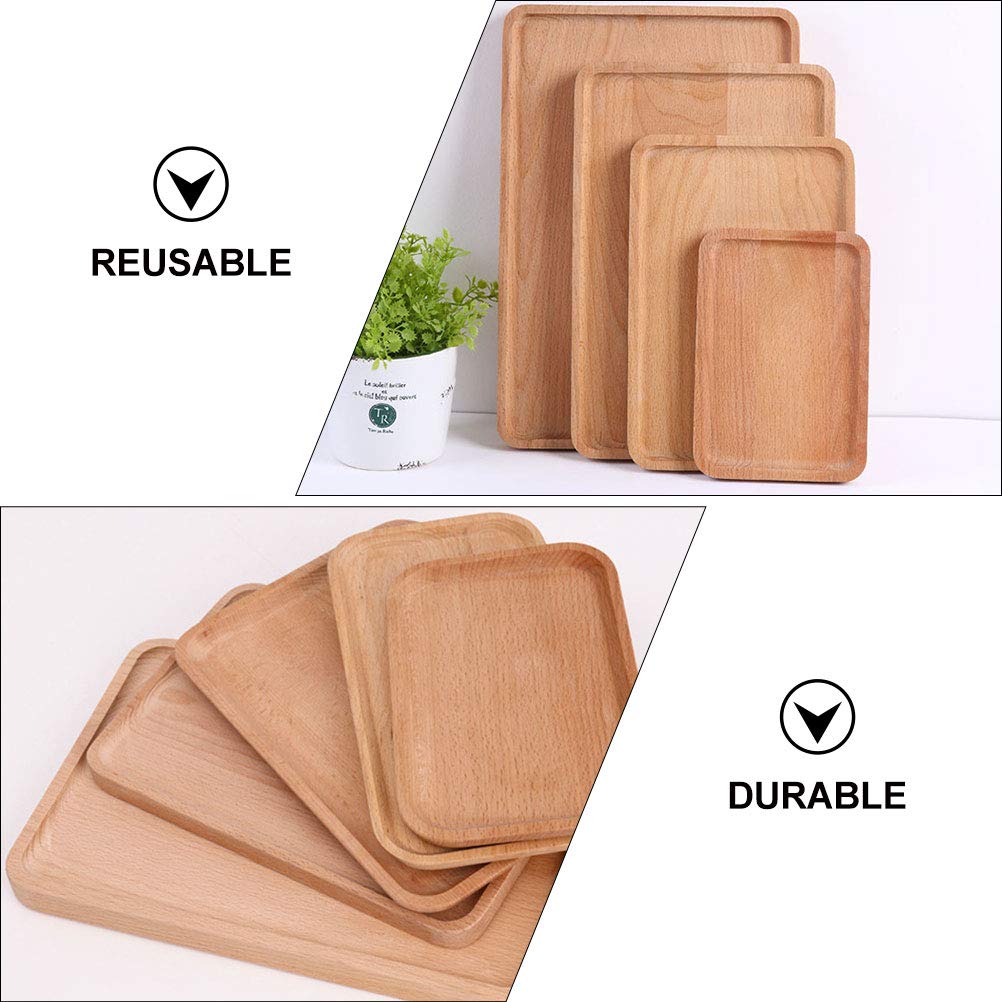 Hemoton Wooden Serving Tray - 1pc Natural Wood Food Tray for Dinner Plates, Cake & Dessert Display | Household Tableware Storage Plate | Perfect for Dining, Entertaining & Kitchen Organization