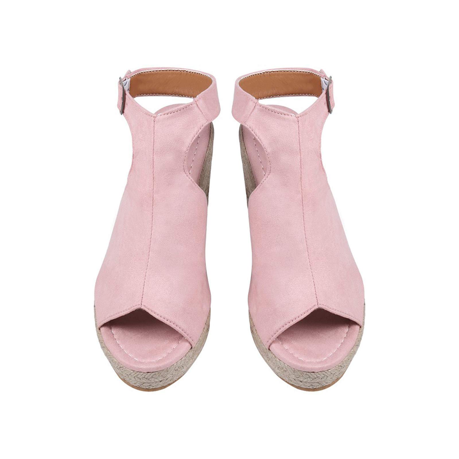 Women's Casual Buckle Strap Roman Wedge Sandals - Comfortable Open Toe Platform Beach Sandals for Summer Walking, Travel & Vacation Outfits