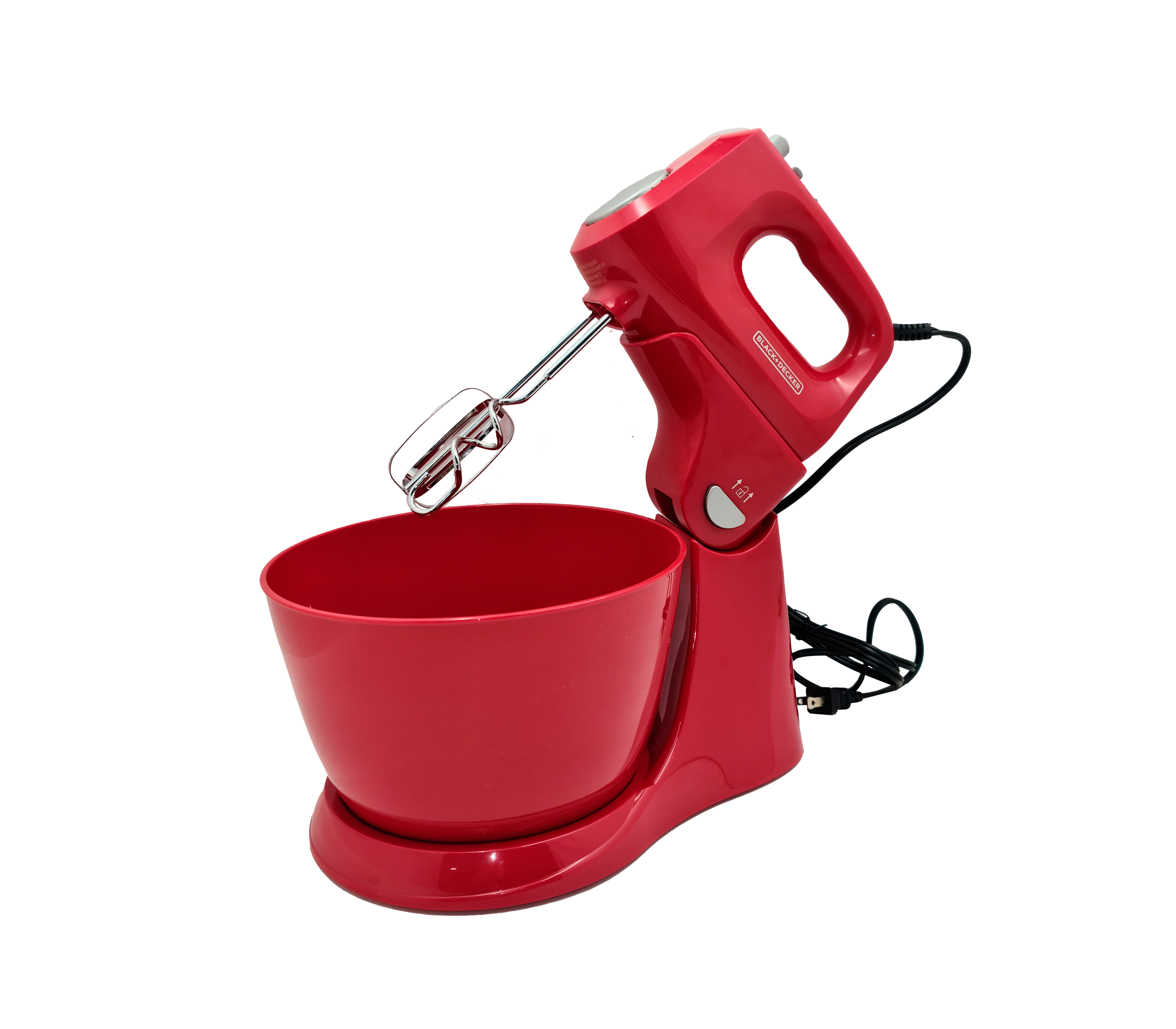 2-in-1 Red Stand Mixer with 5-Speed Control by Black & Decker - Perfect for Baking, Dough Kneading & Kitchen Mixing Tasks