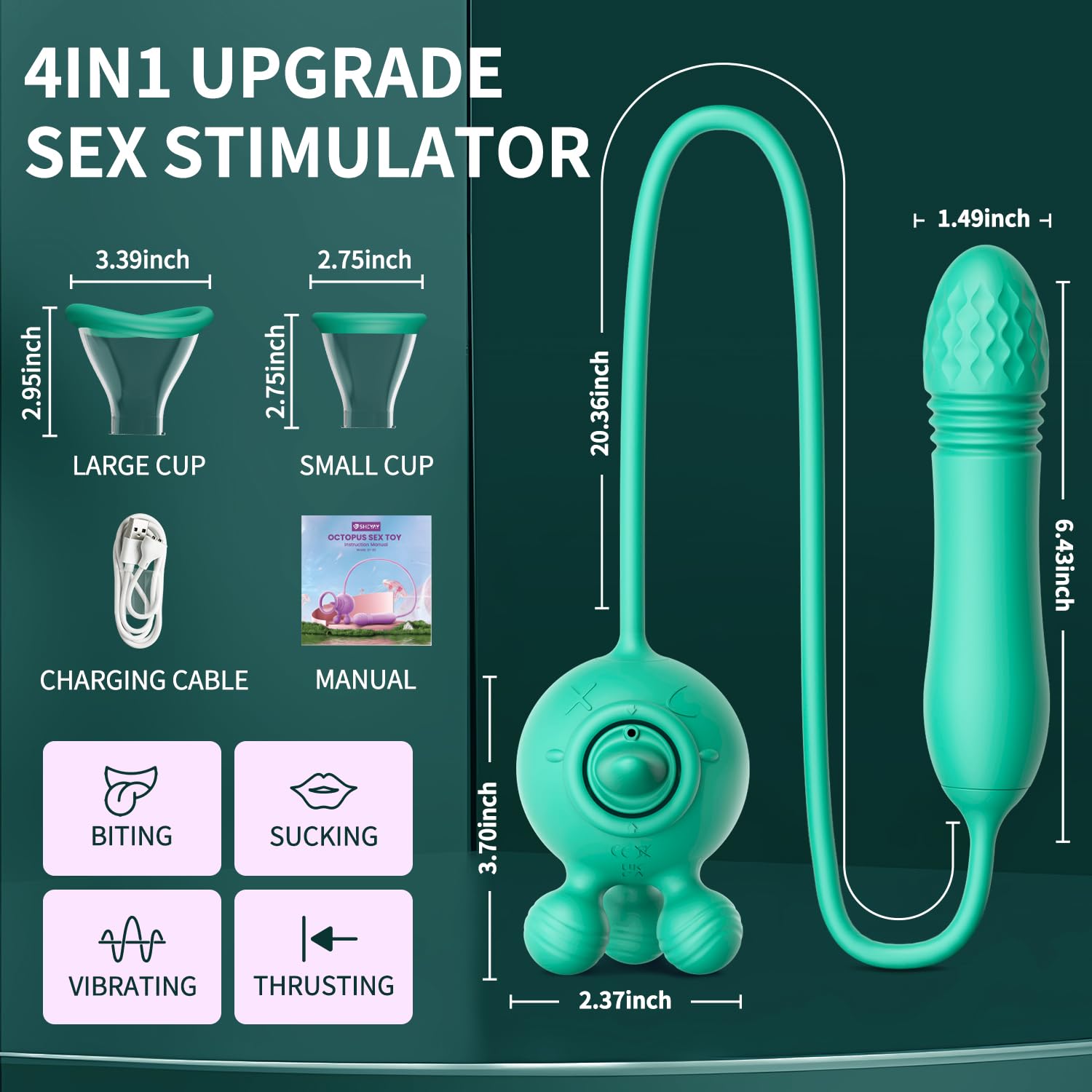 Premium 4-in-1 Adult Vibrator for Women - 3 Suction Modes, 7 Licking Patterns, 10 Vibration Speeds & 3 Thrusting Motions - G-Spot & Clitoral Stimulator with Nipple Massager - Perfect for Solo Play, Couples & Sensual Exploration