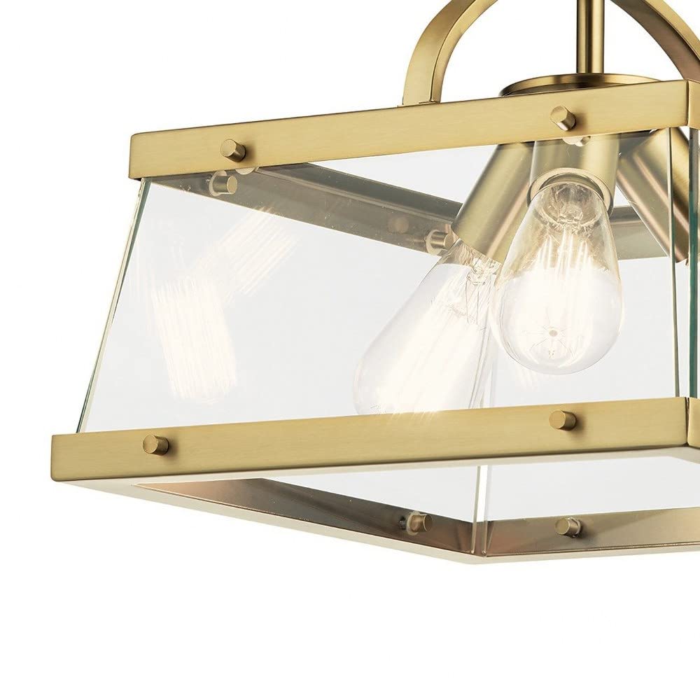3-Light Industrial Modern Square Pendant Light Fixture with Clear Glass Shade in Classic Pewter Finish - Perfect for Kitchen Island, Dining Room, and Farmhouse Decor