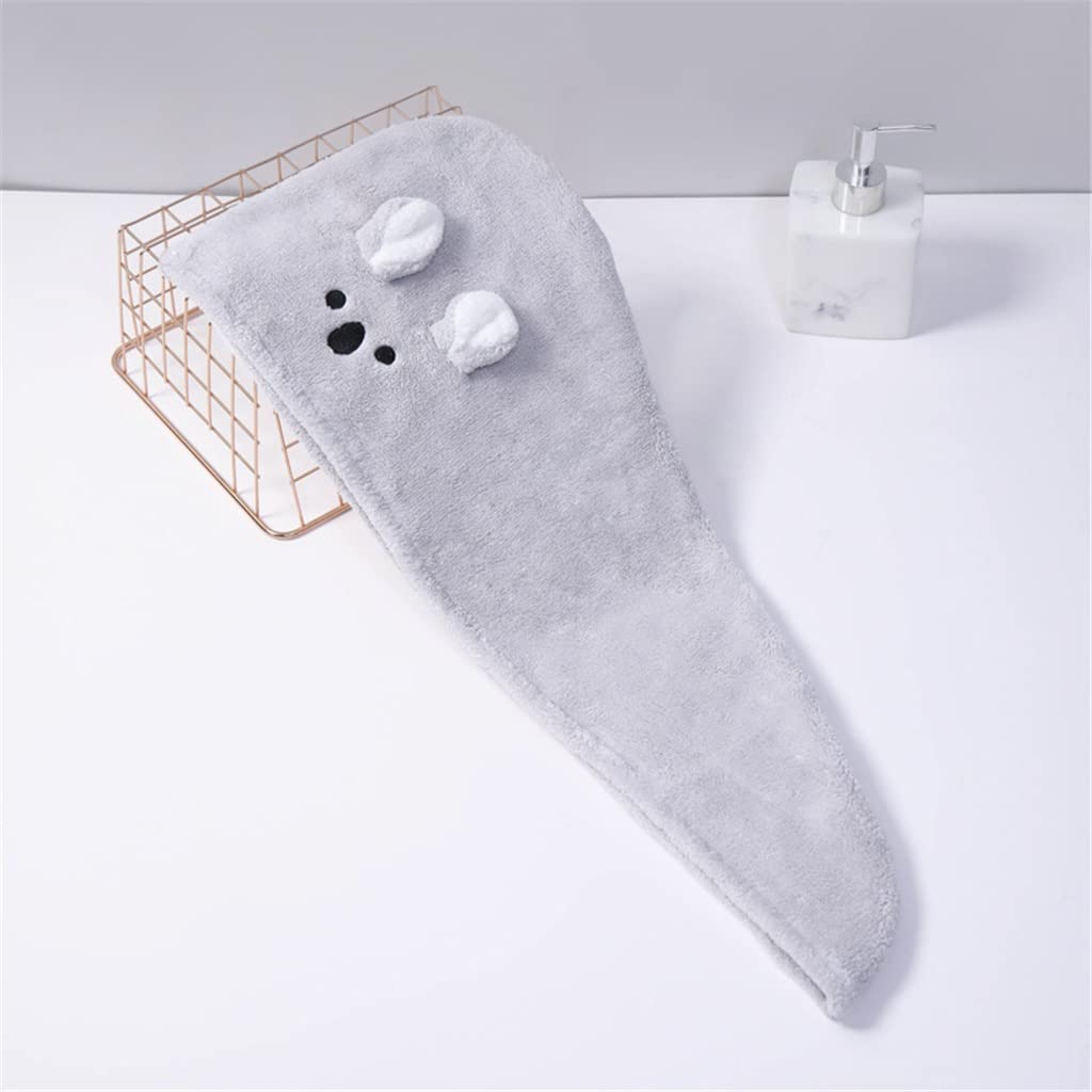 Super Soft Microfiber Hair Towel Wrap - Ultra Absorbent Quick Dry Hair Towel for Women (24x64cm) - Cute Koala & Rabbit Design - Perfect for Post-Shower, Salon, Travel & Gym Use