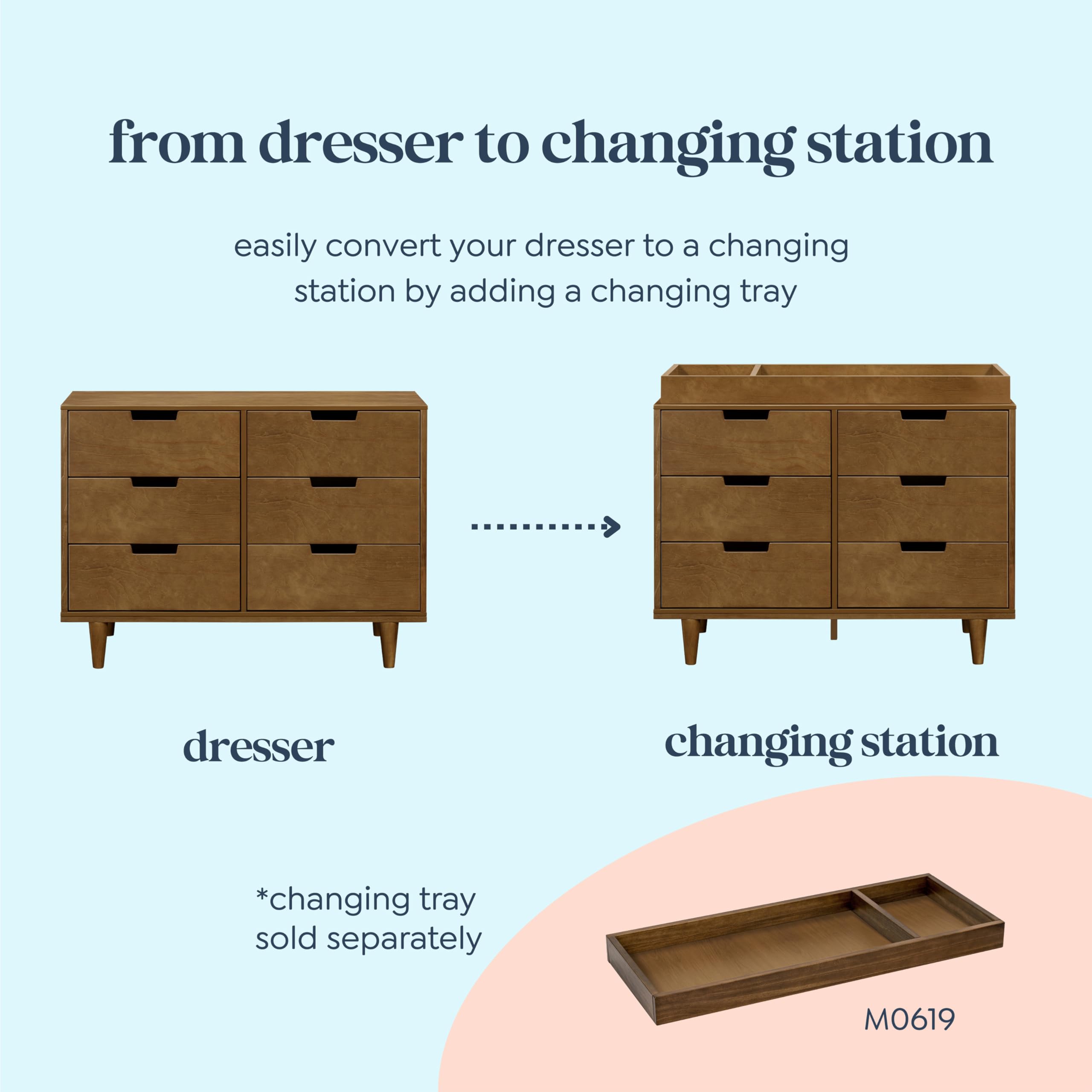 DaVinci Marley 6-Drawer Dresser for Nursery & Kids Bedroom - Solid Wood Toddler Dresser for Boys & Girls - Multi-Functional Chest of Drawers for Living Room & Hallway - Walnut Finish - Perfect for Baby Clothes Storage & Home Organization