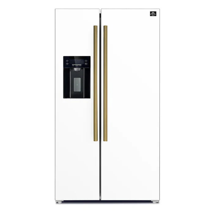 Forno Espresso Salerno 36 Inch 20 cu.ft Side by Side Refrigerator with Water Dispenser - Energy Efficient Stainless Steel Fridge for Kitchen, Office, or Restaurant (Model FFRBI1844)