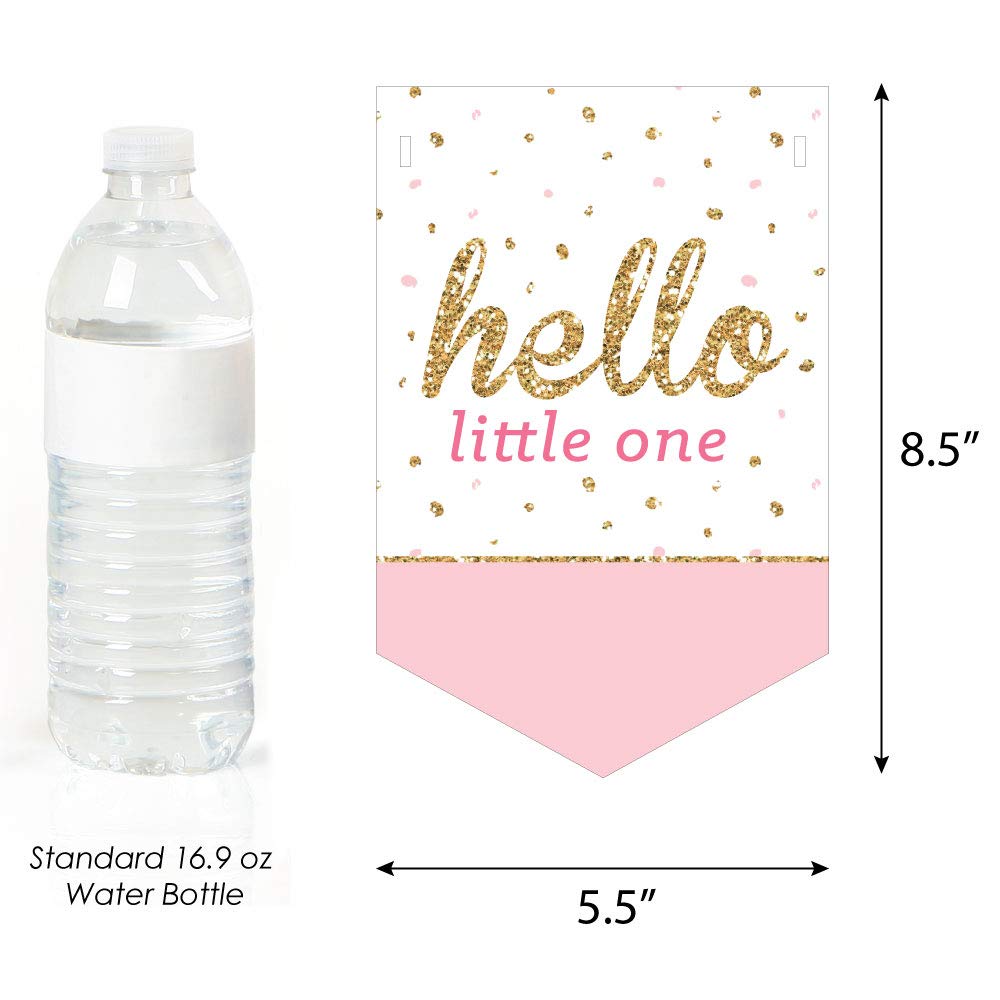 Big Dot of Happiness Hello Little One Pink & Gold Baby Shower Bunting Banner - Gender Reveal & Welcome Baby Girl Party Decorations - Nursery Wall Decor for Newborn Celebrations