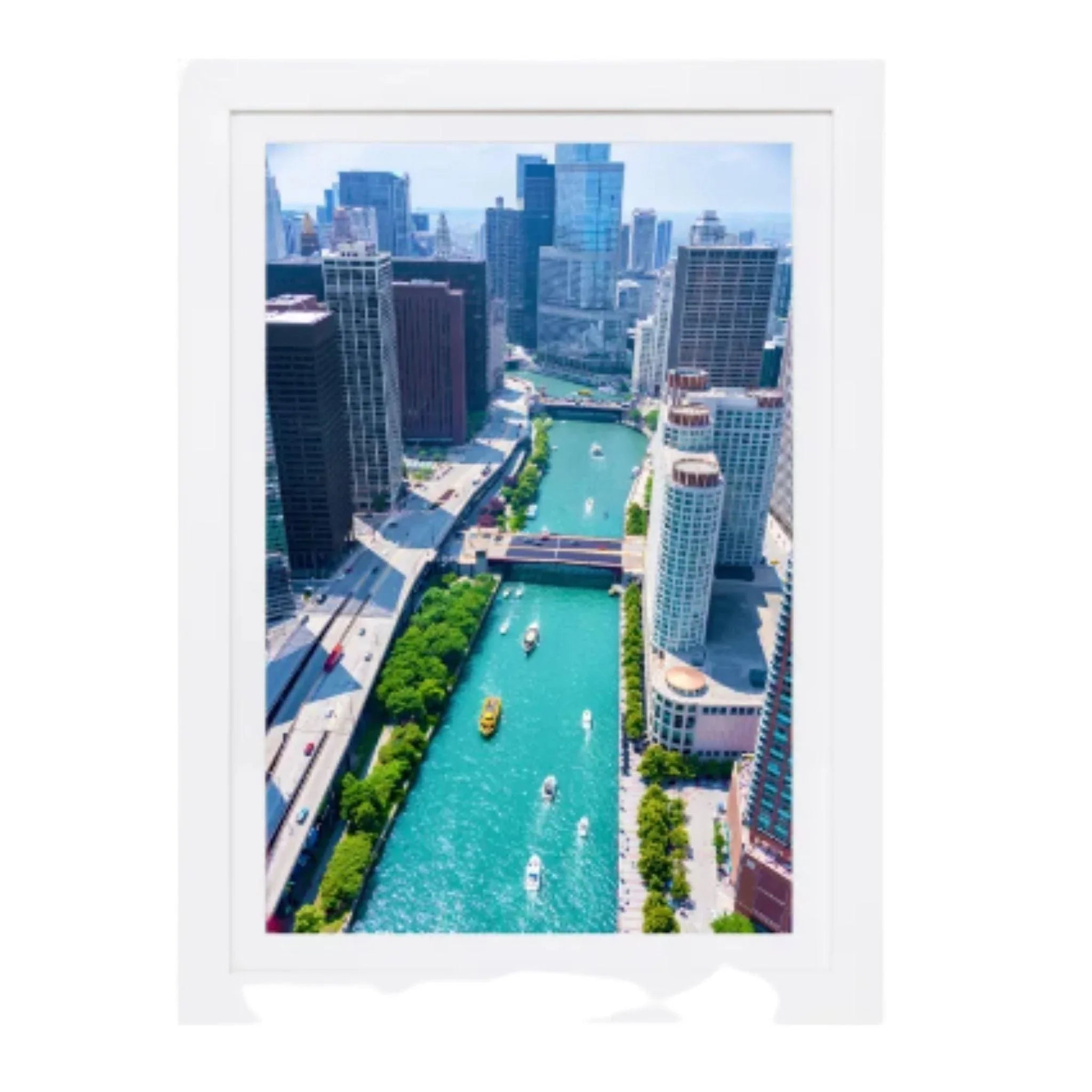 Chicago River Mini Framed Print by Gray Malin - Stunning Cityscape Wall Art for Home & Office Decor - Perfect for Living Rooms, Bedrooms, and Gifts