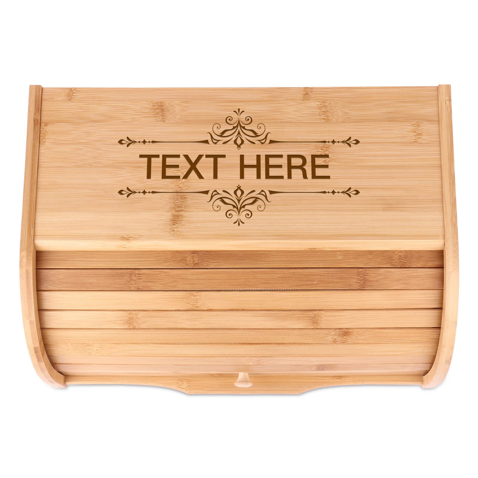 OXYEFEI Natural Bamboo Bread Box with Custom Engraving - Kitchen Counter Organizer & Food Storage Container - Perfect for Bread, Pastries, and Baked Goods - Easy Assembly Required