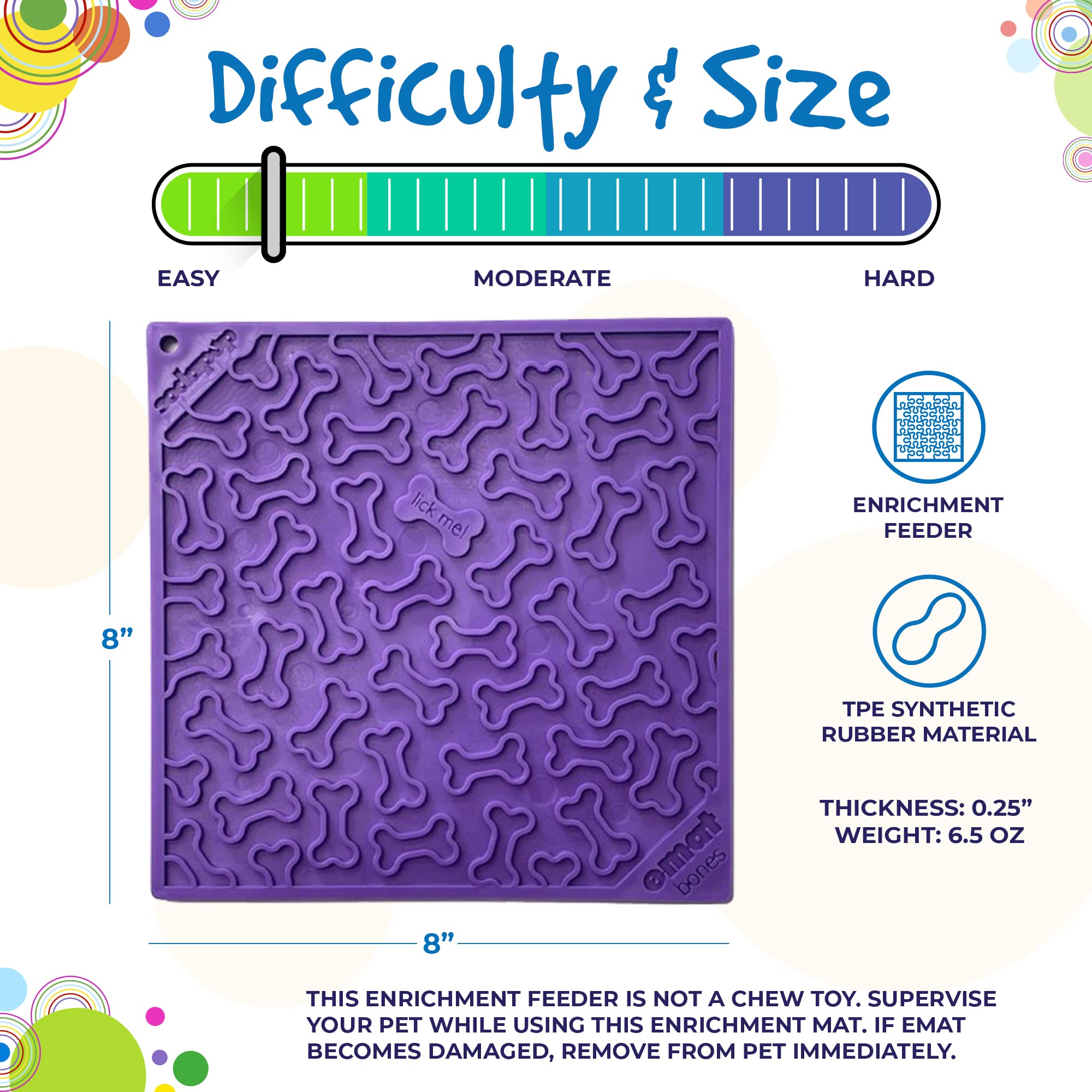 SodaPup Bones eMat – Durable Non-Toxic Lick Mat for Dogs, USA-Made Pet Feeder for Mental Stimulation & Digestive Health | Slow Feeding, Anxiety Relief, Fresh Breath | Perfect for Mealtime, Training, and Grooming Sessions