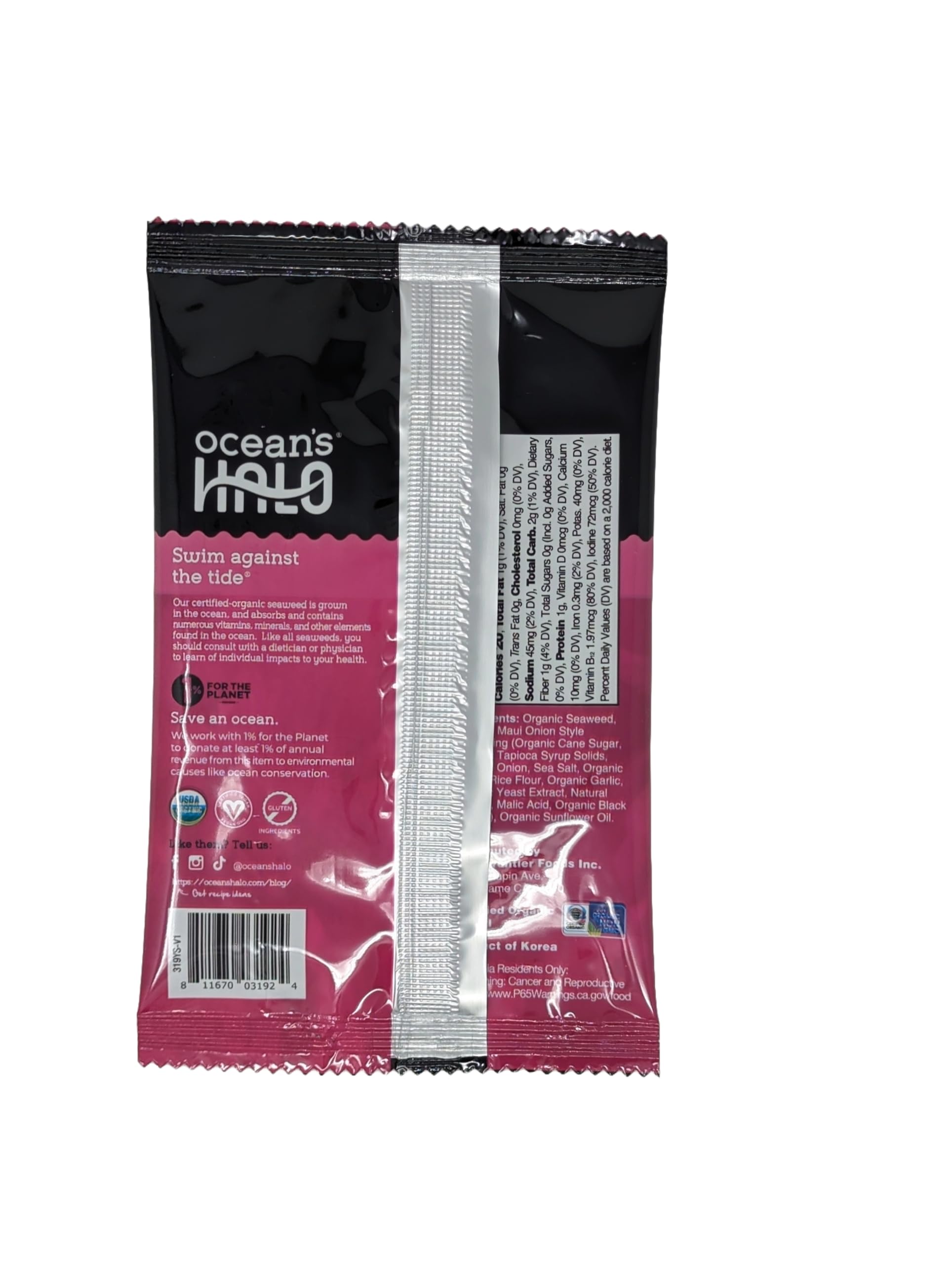 Organic Maui Onion Seaweed Snacks - 24 Pack (4g Each, 96g Total) - Gluten-Free, Vegan, Non-GMO - Perfect for Healthy Snacking, Lunch Boxes & On-the-Go by Ocean's Halo