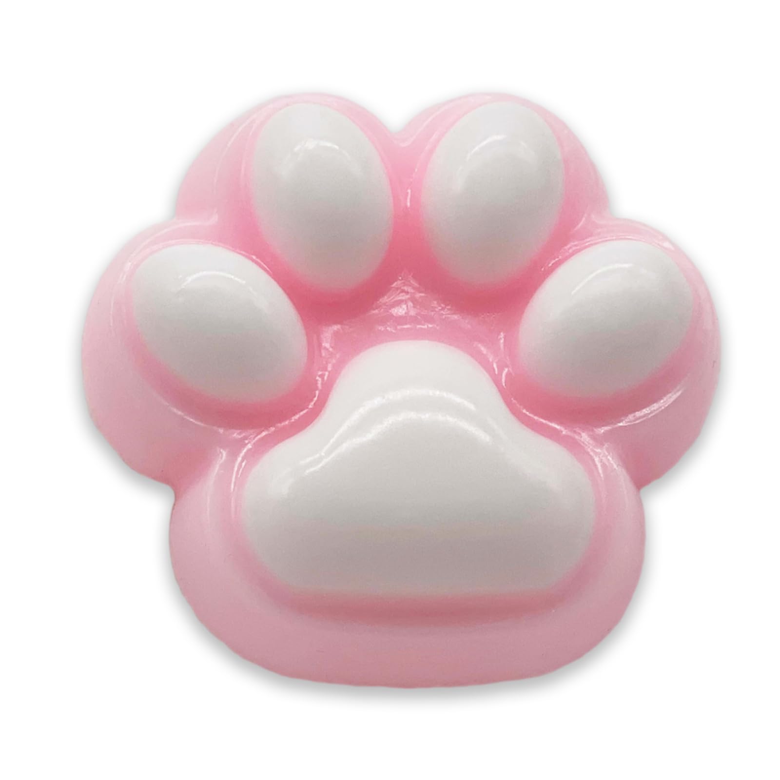 Heeli Cat Paw Squishy Toy - Cute Furry Stress Relief Squeeze Toy, Soft Silicone Sensory Fidget Toy for Adults & Kids (Pink & White, 1PC) - Perfect for Office, Home & Anxiety Relief