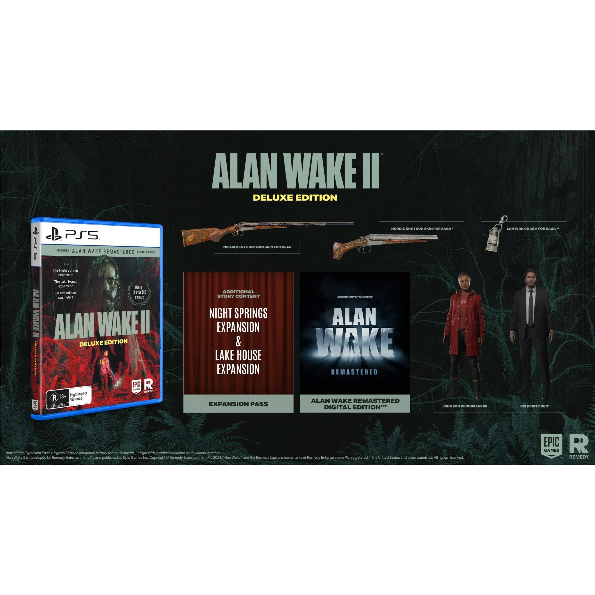 Alan Wake 2 Deluxe Edition - Xbox Series X/PS5/PC Game - Psychological Horror Thriller - Perfect for Horror Game Fans & Nighttime Gaming Sessions