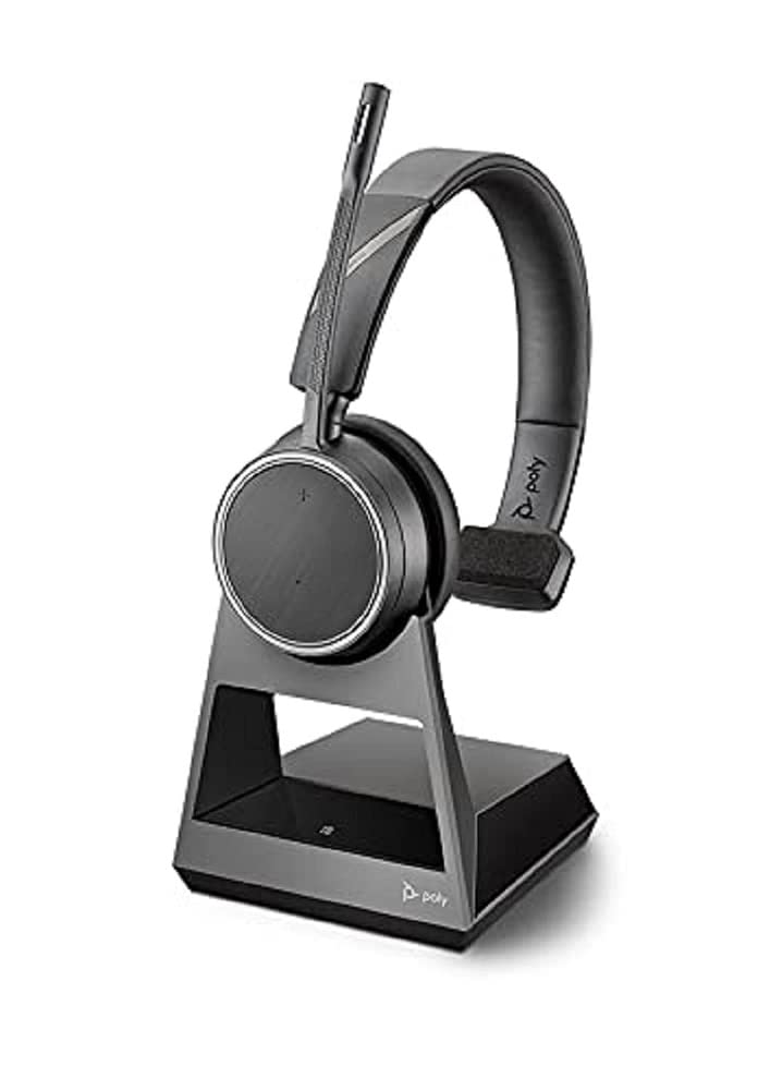 Poly Voyager 4220 Wireless Bluetooth Headset for Office - USB-A Base, Noise Cancelling Mic with SoundGuard & Dynamic Mute, Compatible with Skype for Business (Black) - Perfect for Remote Work & Video Conferencing