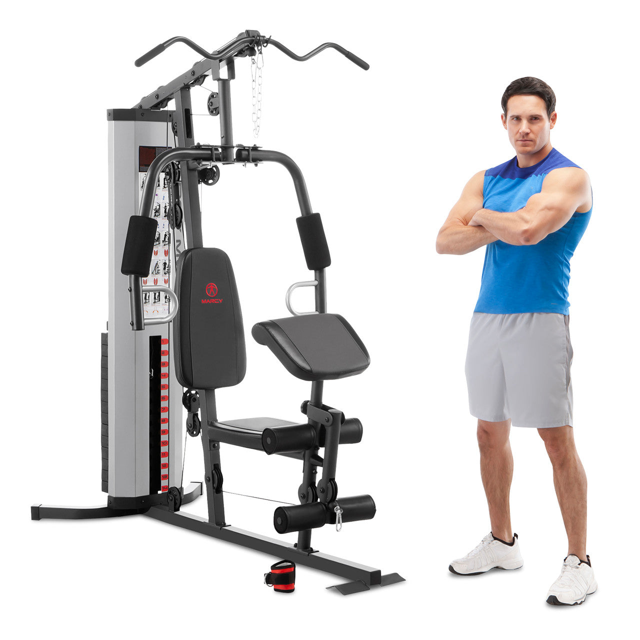 Marcy MWM-988 Home Gym System with 150lb Weight Stack - Full Body Workout Equipment for Strength Training & Fitness | Perfect for Home Gym, Small Spaces & Personal Training