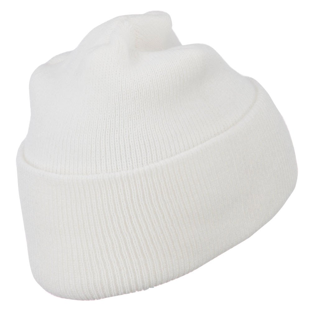 Super Stretch Knit Watch Cap Beanie - White One Size Fits Most (OSFM) | Winter Warm Hat for Men & Women | Outdoor Activities, Skiing, Snowboarding, Running