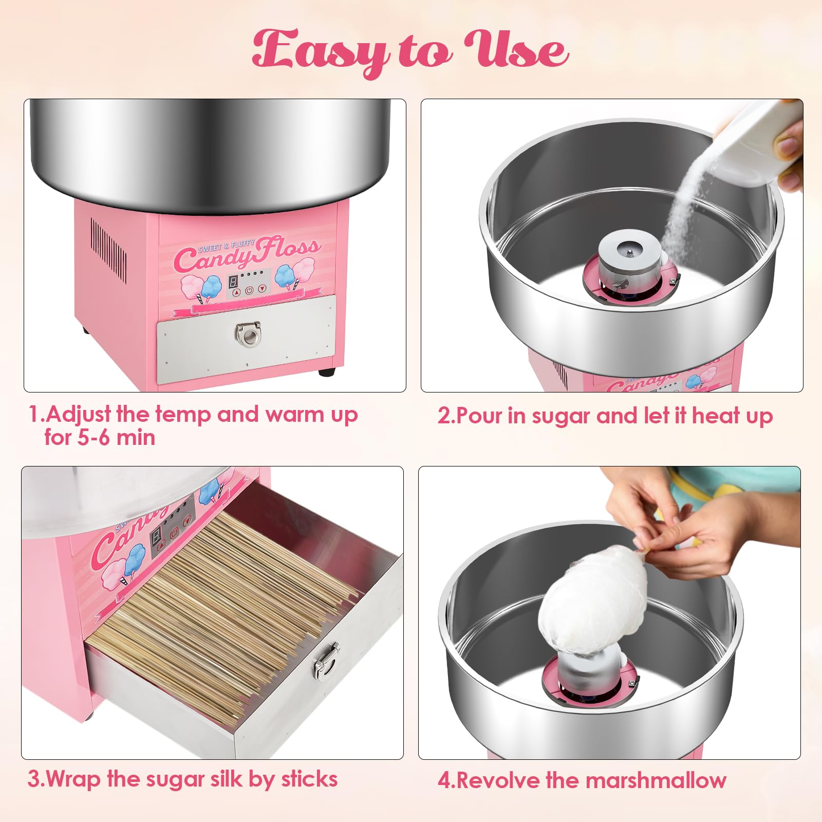 Commercial Electric Cotton Candy Machine with 20