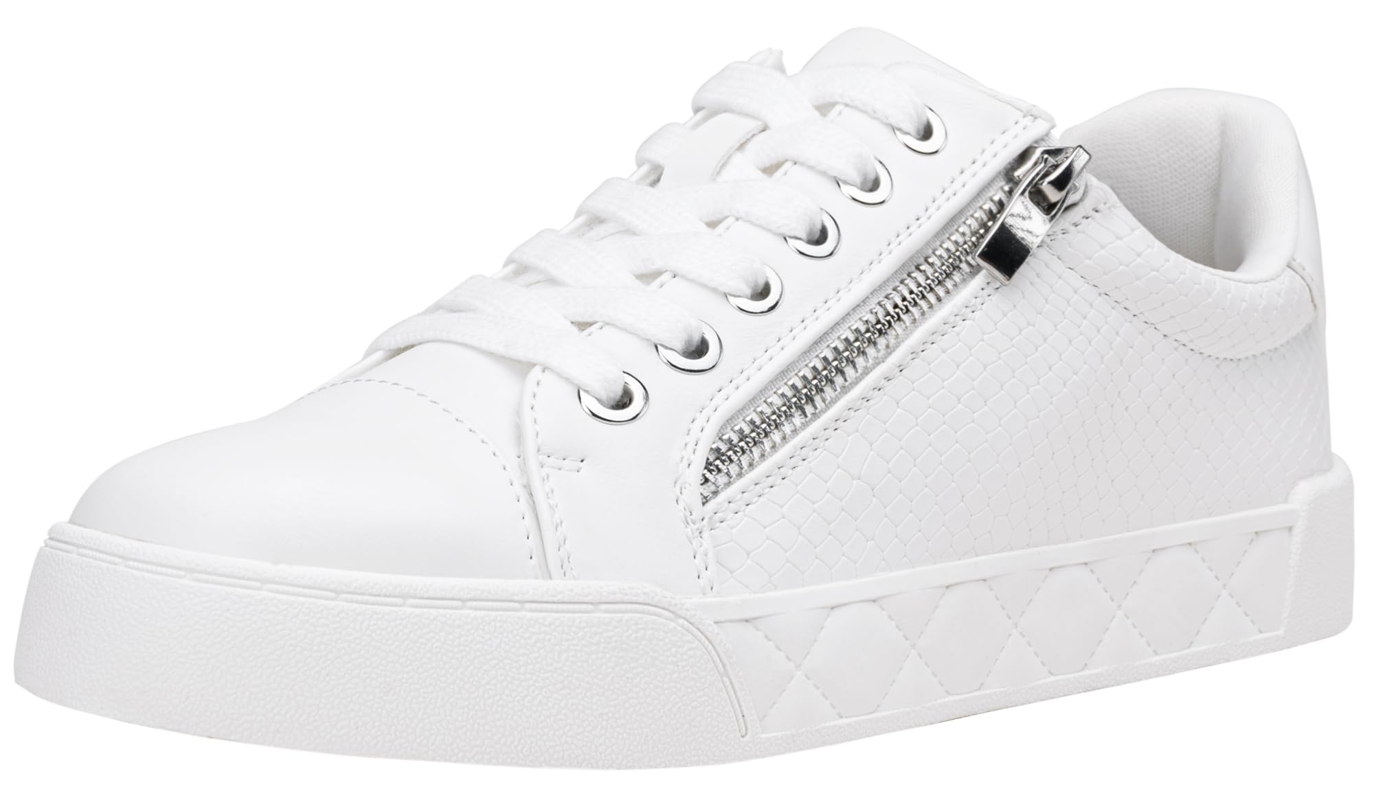 Jeossy Women's Casual Low Top Sneakers - Round Toe Zipper Slip-On Fashion Shoes for Walking, Work & Everyday Wear