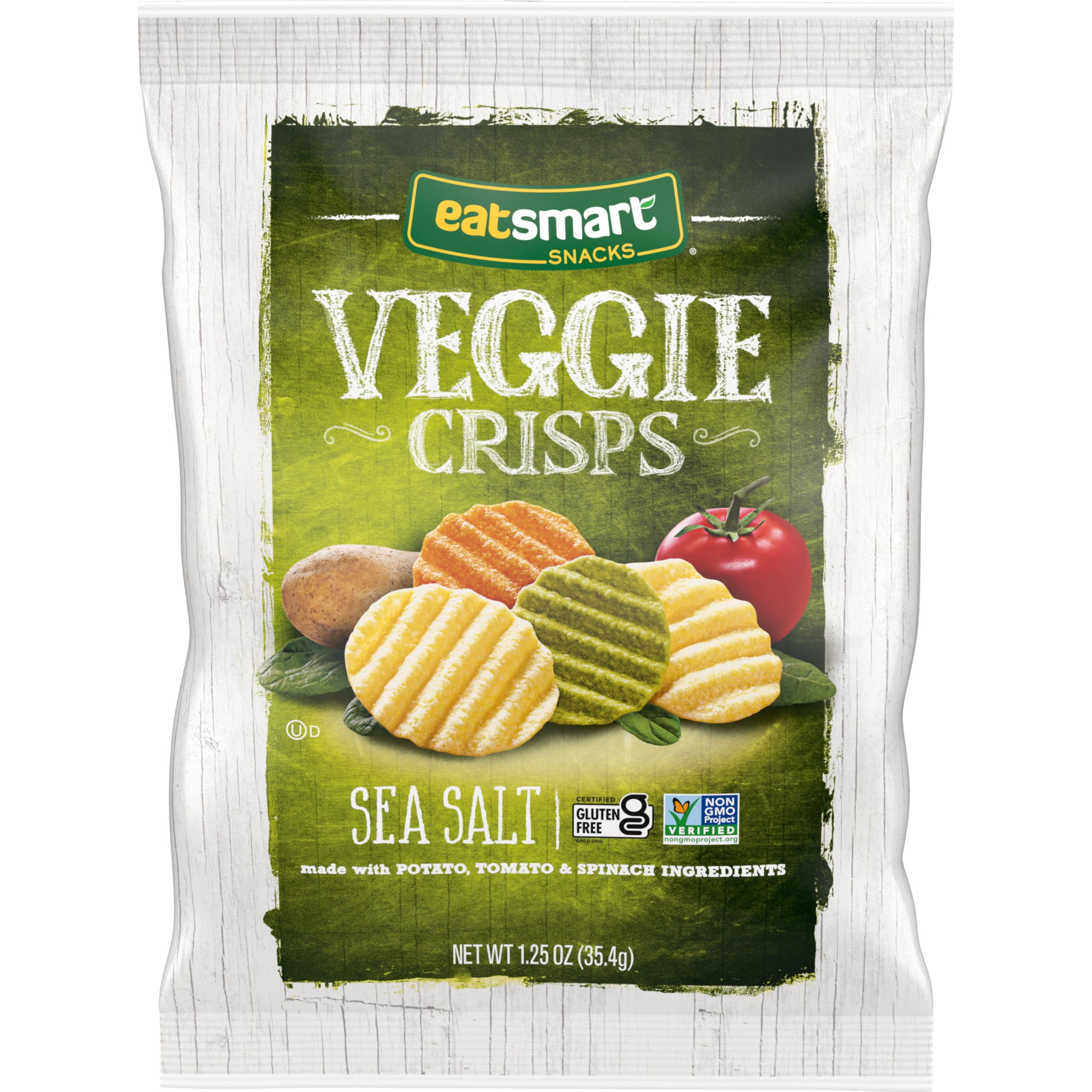 Eatsmart Sea Salt Veggie Crisps - Healthy Gluten Free Snacks - 1.25 Oz (8 Pack) - Perfect for Lunch Boxes, Office Snacking & Road Trips