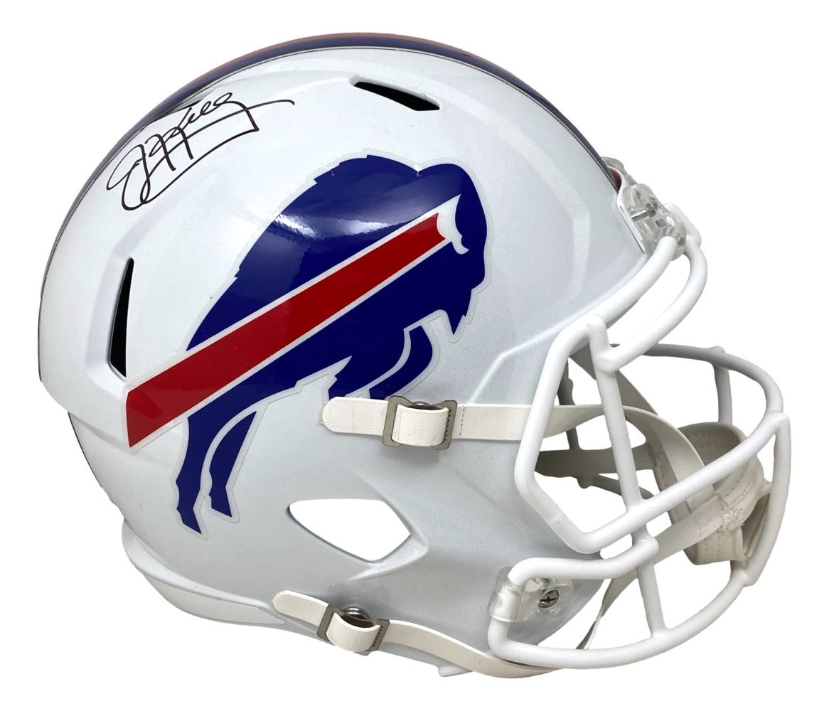 Jim Kelly Autographed Buffalo Bills White Full Size Replica Speed Football Helmet - Perfect for NFL Collectors, Sports Memorabilia Displays & Fan Cave Decor