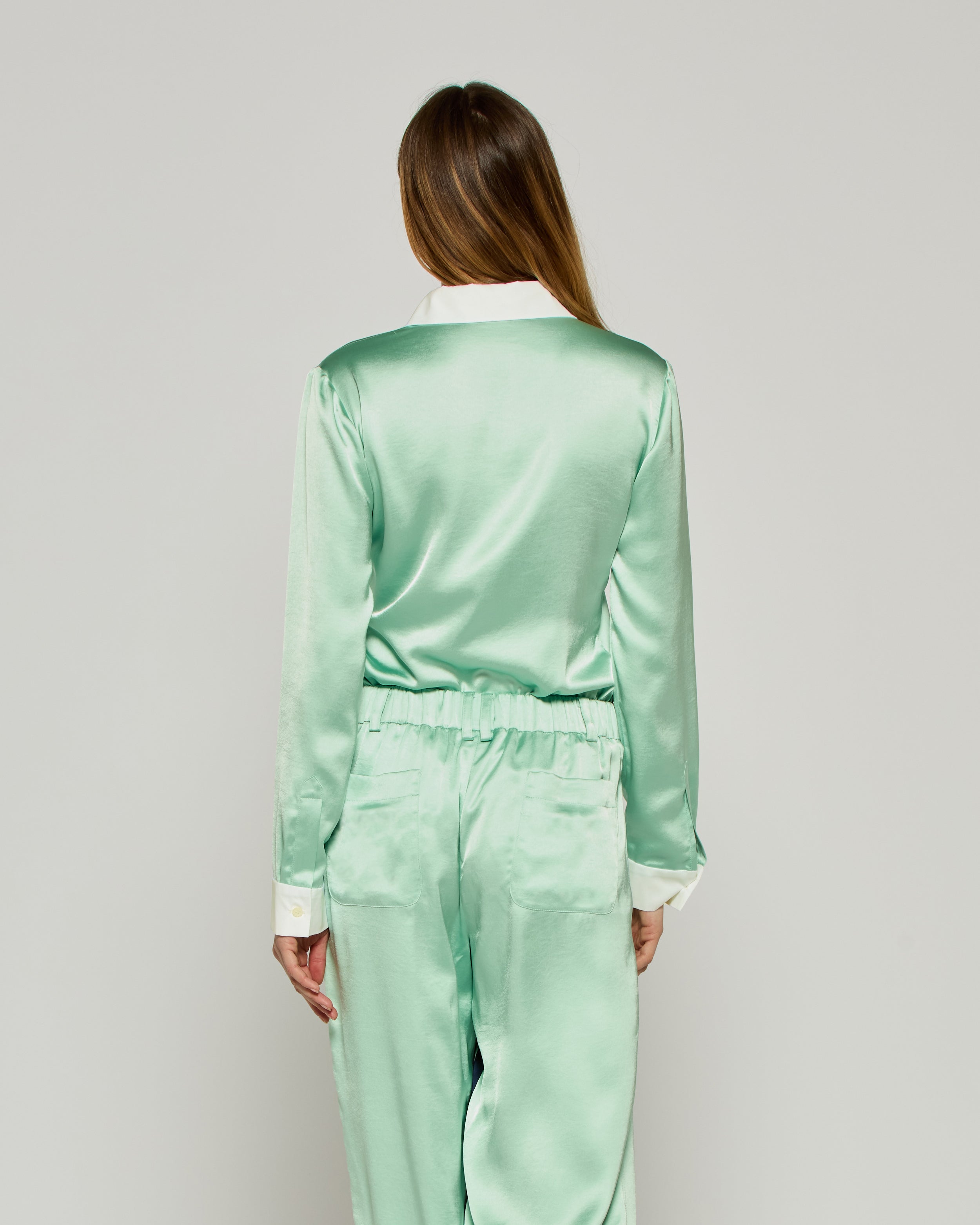 Serena Satin Shirt in Mint Green - Elegant Women's Blouse for Work, Date Night & Special Occasions