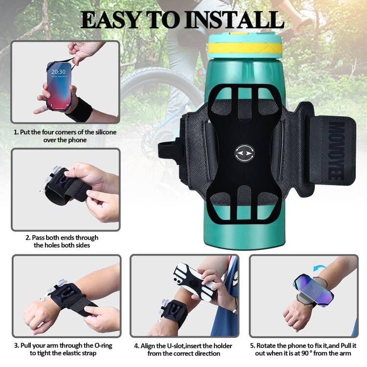 360° Rotating Detachable Sports Armband Phone Holder for Running, Cycling & Gym - Compatible with iPhone 15 14 13 12 11 Pro Max XS XR X Plus & Galaxy S24 Ultra - Secure Workout Wristband (Black) | Perfect for Jogging, Weight Training & Outdoor Activities