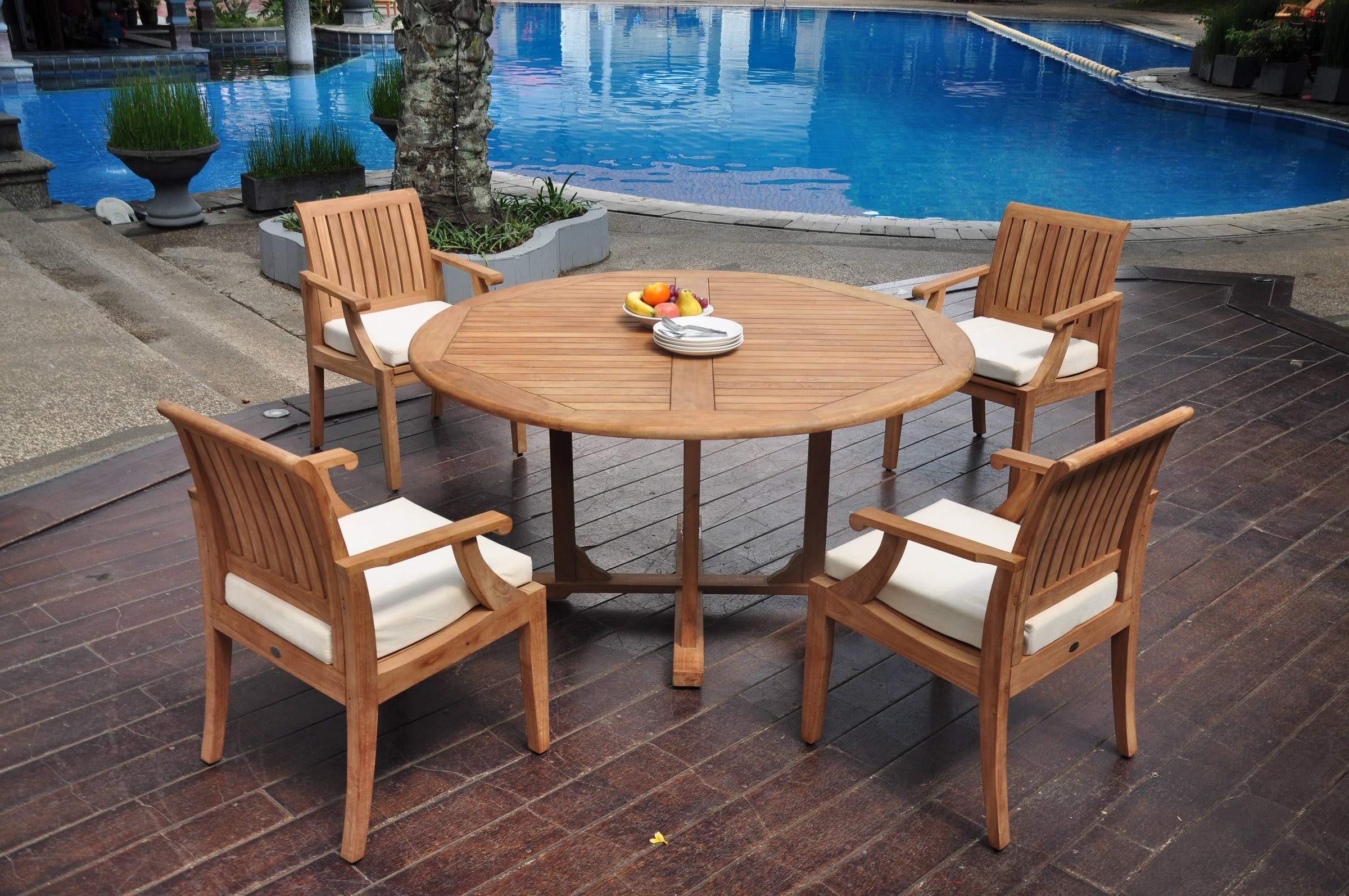 Premium 4-Seater 5-Piece Teak Wood Dining Set with 60
