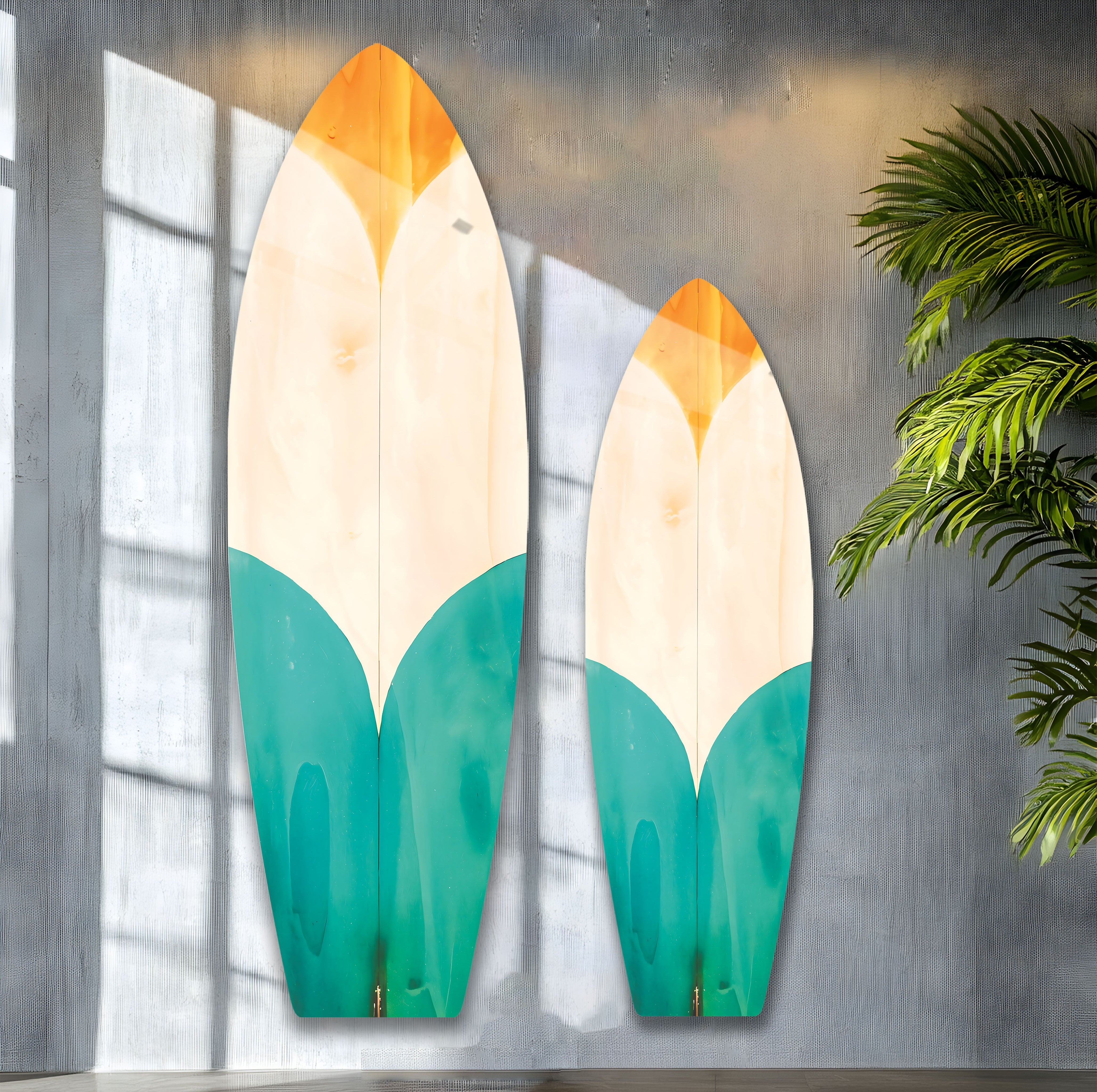Vibrant Handcrafted Wooden Surfboard Wall Art - Coastal Beach Decor for Living Room, Bedroom, or Office