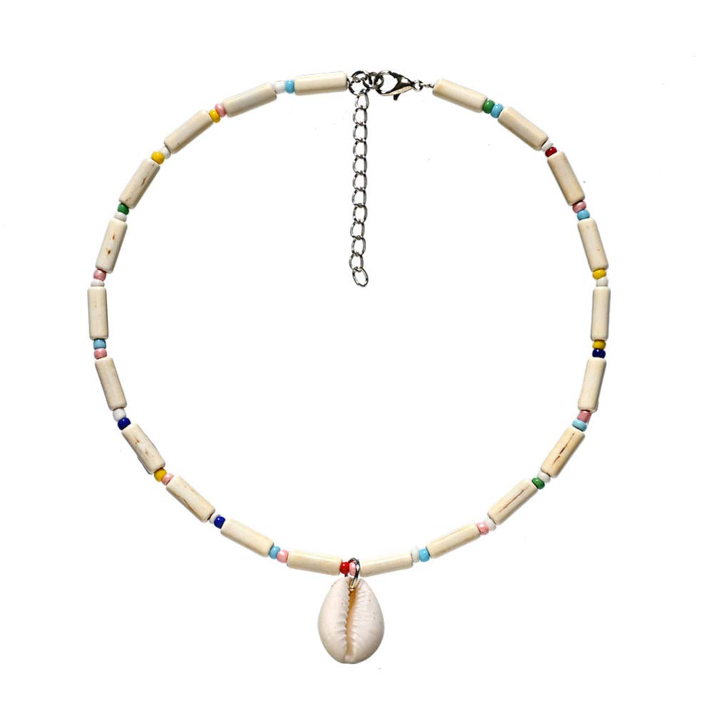 KESYOO Turquoise Beaded Necklace with Shell Pendant - Bohemian Clavicle Chain Choker for Women | Fashion Jewelry Gift for Girls | Perfect for Casual Wear, Beach Outfits & Festival Accessories