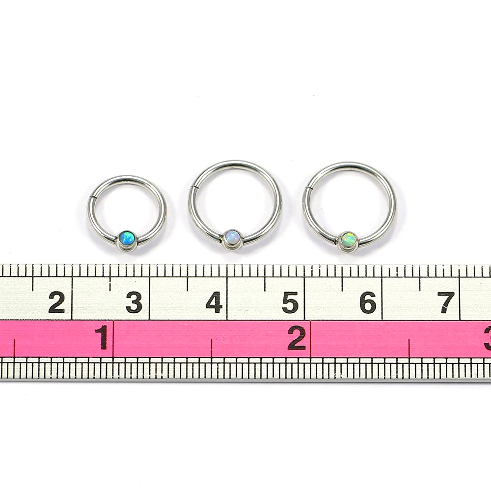 AZARIO LONDON 16G 316L Surgical Steel Hinged Segment Nose Ring with Bezel Set Opal Stone - Septum Piercing Jewelry for Women & Men - Perfect for Everyday Wear, Parties & Alternative Fashion