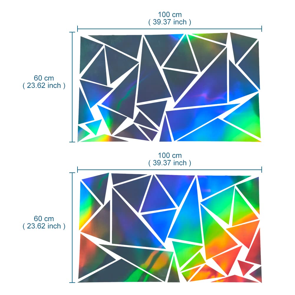 2 Pack Triangle Car Decals - Vinyl Stickers for DIY Car Body Graphics, Holographic Laser Design - Perfect for Car Customization, Windows, Laptops & Personalizing Accessories